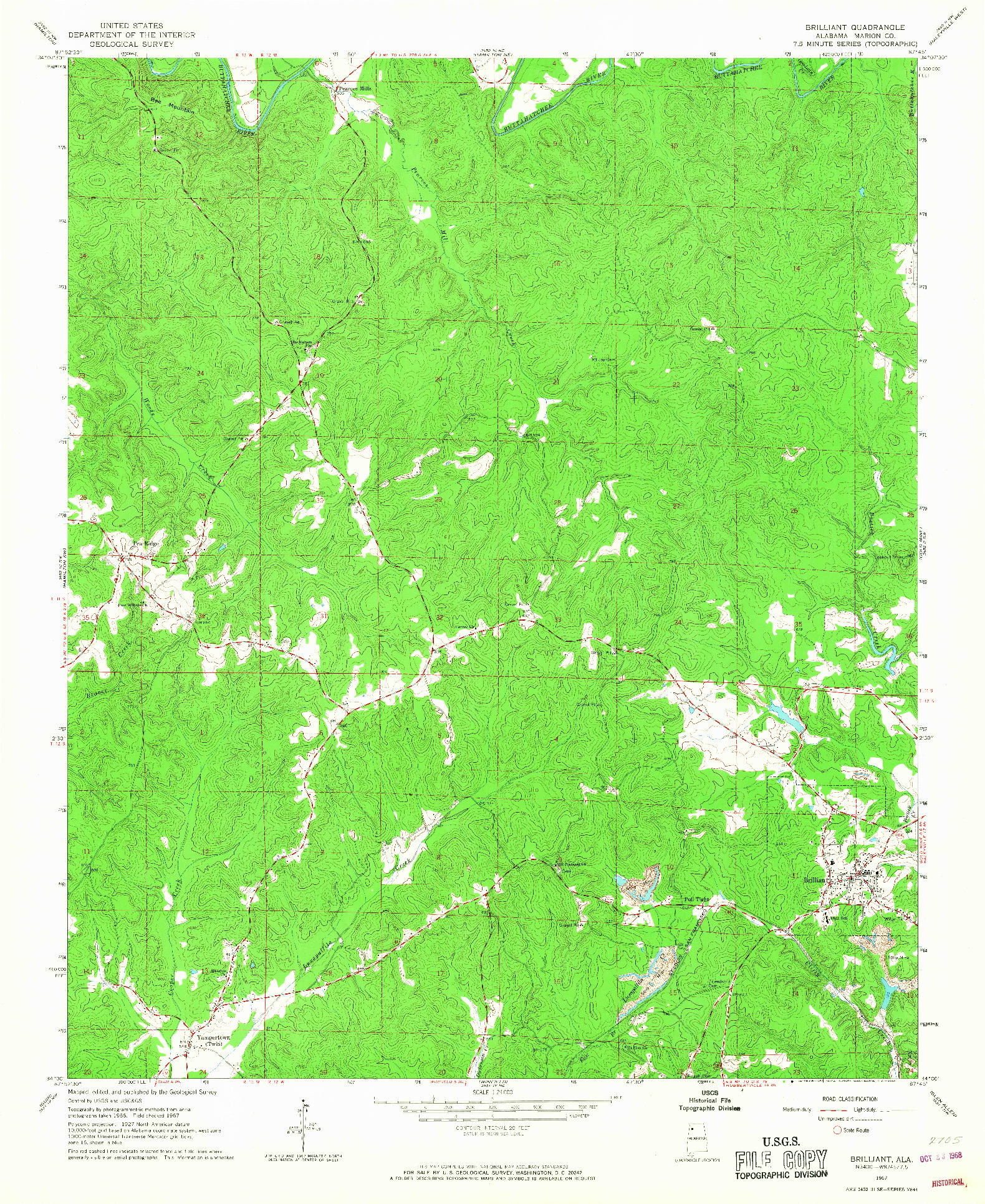 USGS 1:24000-SCALE QUADRANGLE FOR BRILLIANT, AL 1967