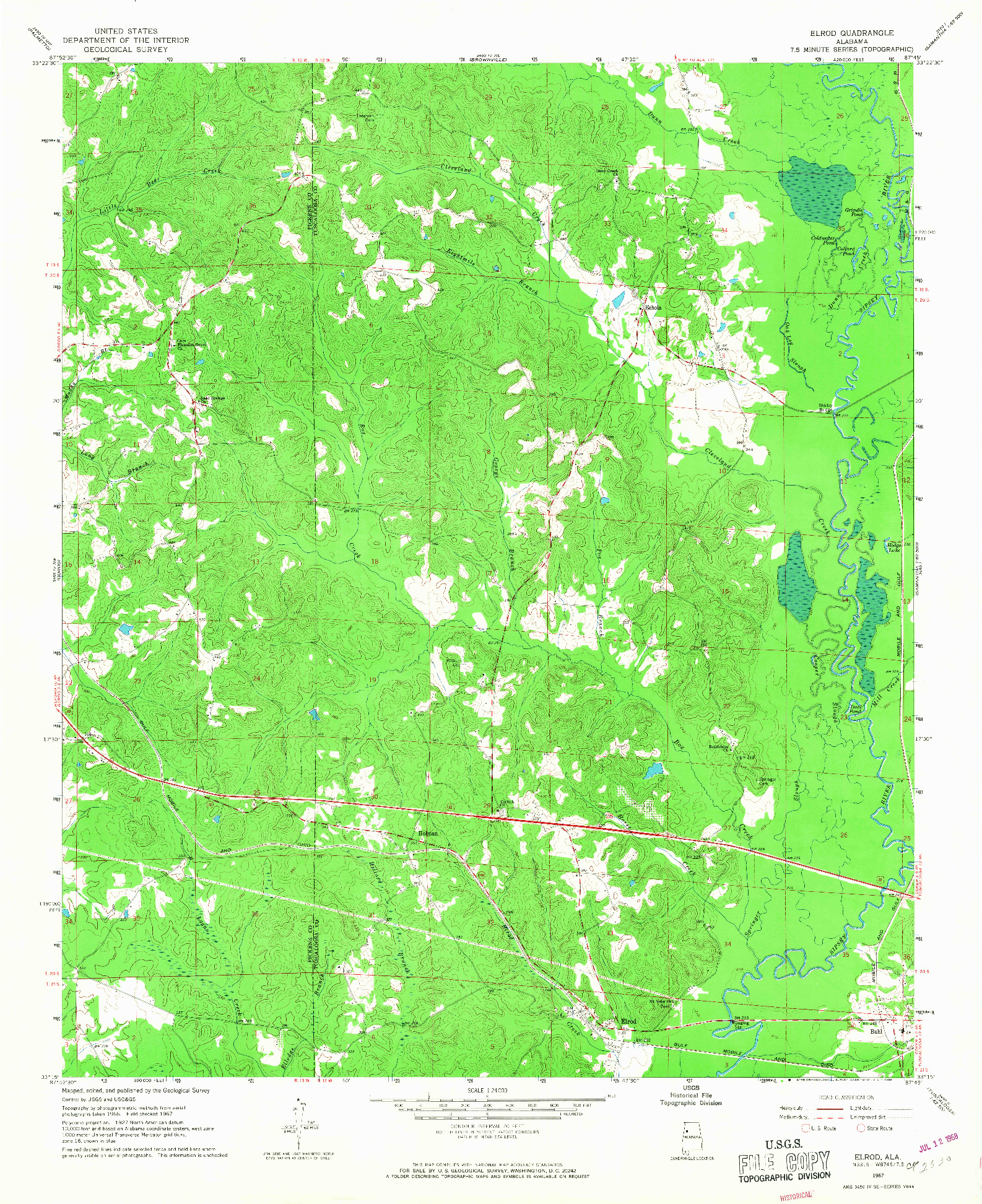 USGS 1:24000-SCALE QUADRANGLE FOR ELROD, AL 1967