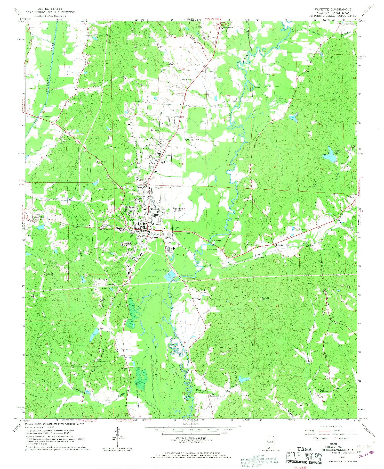 USGS 1:24000-SCALE QUADRANGLE FOR FAYETTE, AL 1967