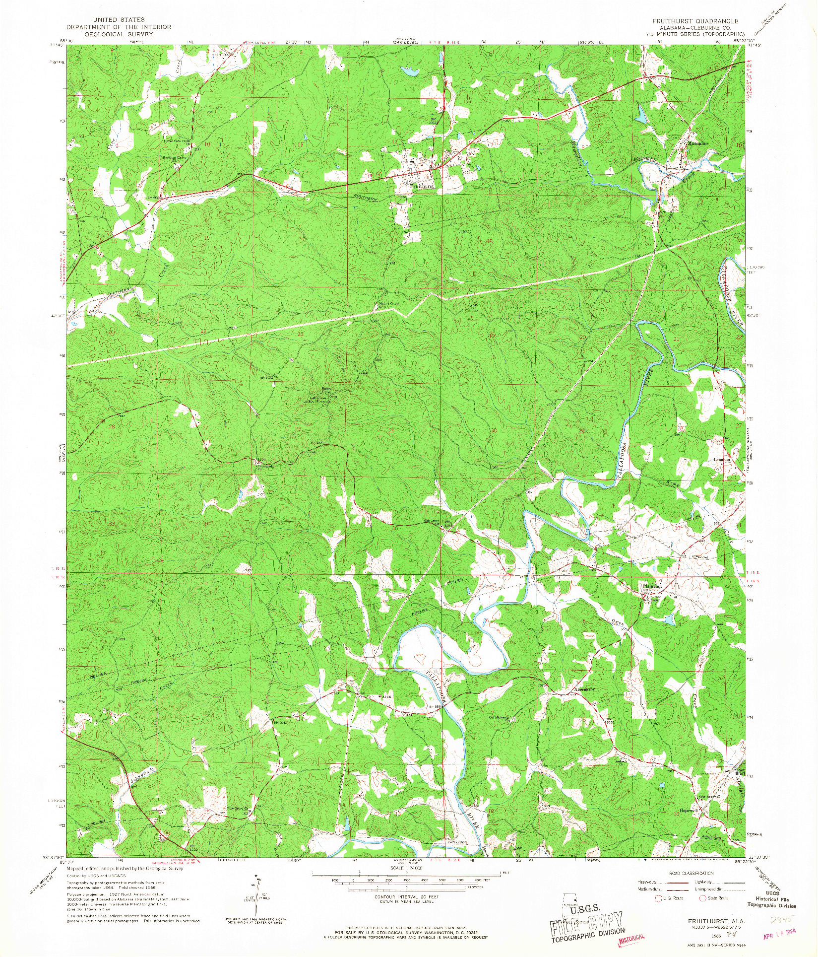 USGS 1:24000-SCALE QUADRANGLE FOR FRUITHURST, AL 1966