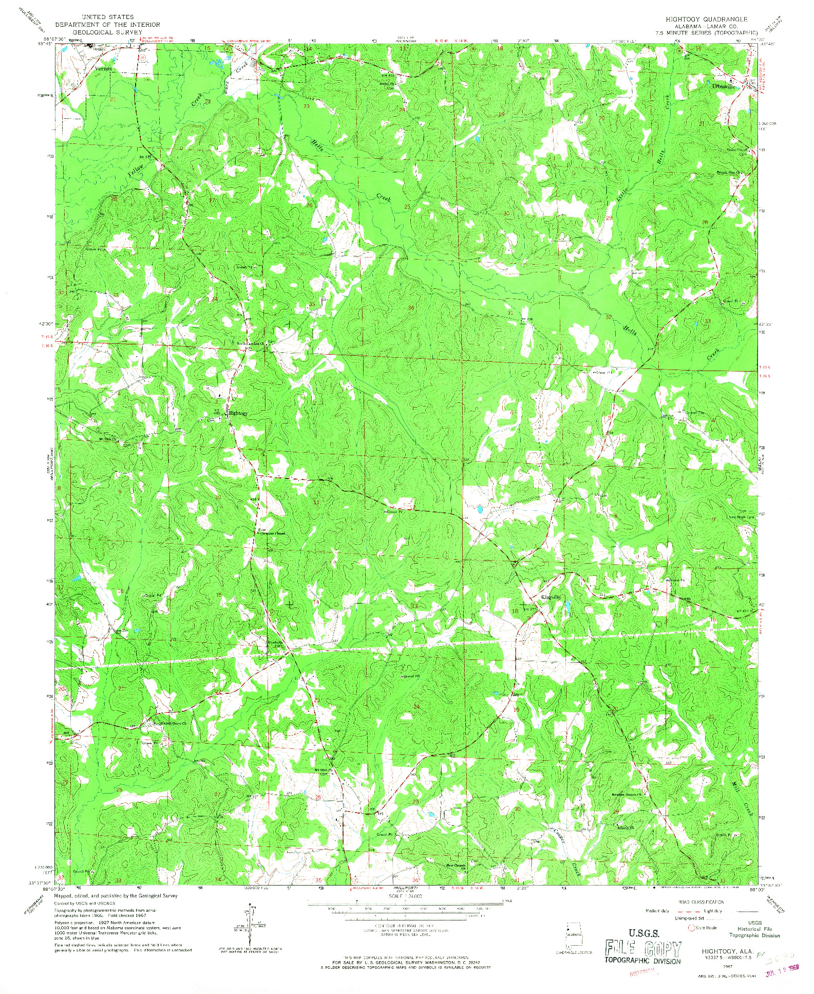 USGS 1:24000-SCALE QUADRANGLE FOR HIGHTOGY, AL 1967