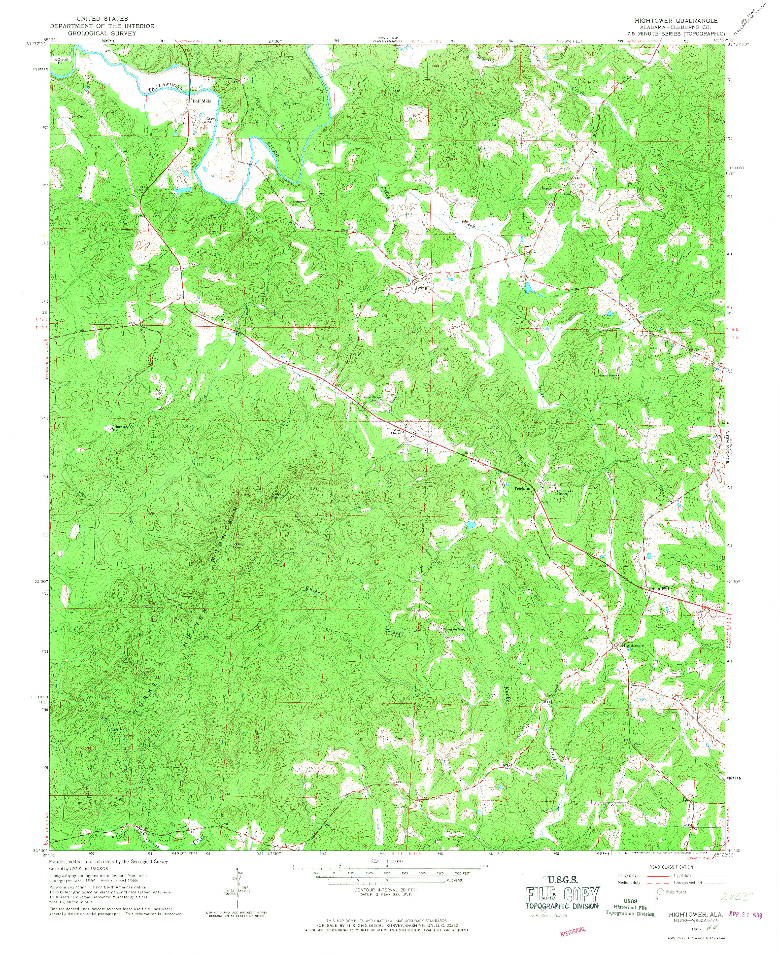 USGS 1:24000-SCALE QUADRANGLE FOR HIGHTOWER, AL 1966