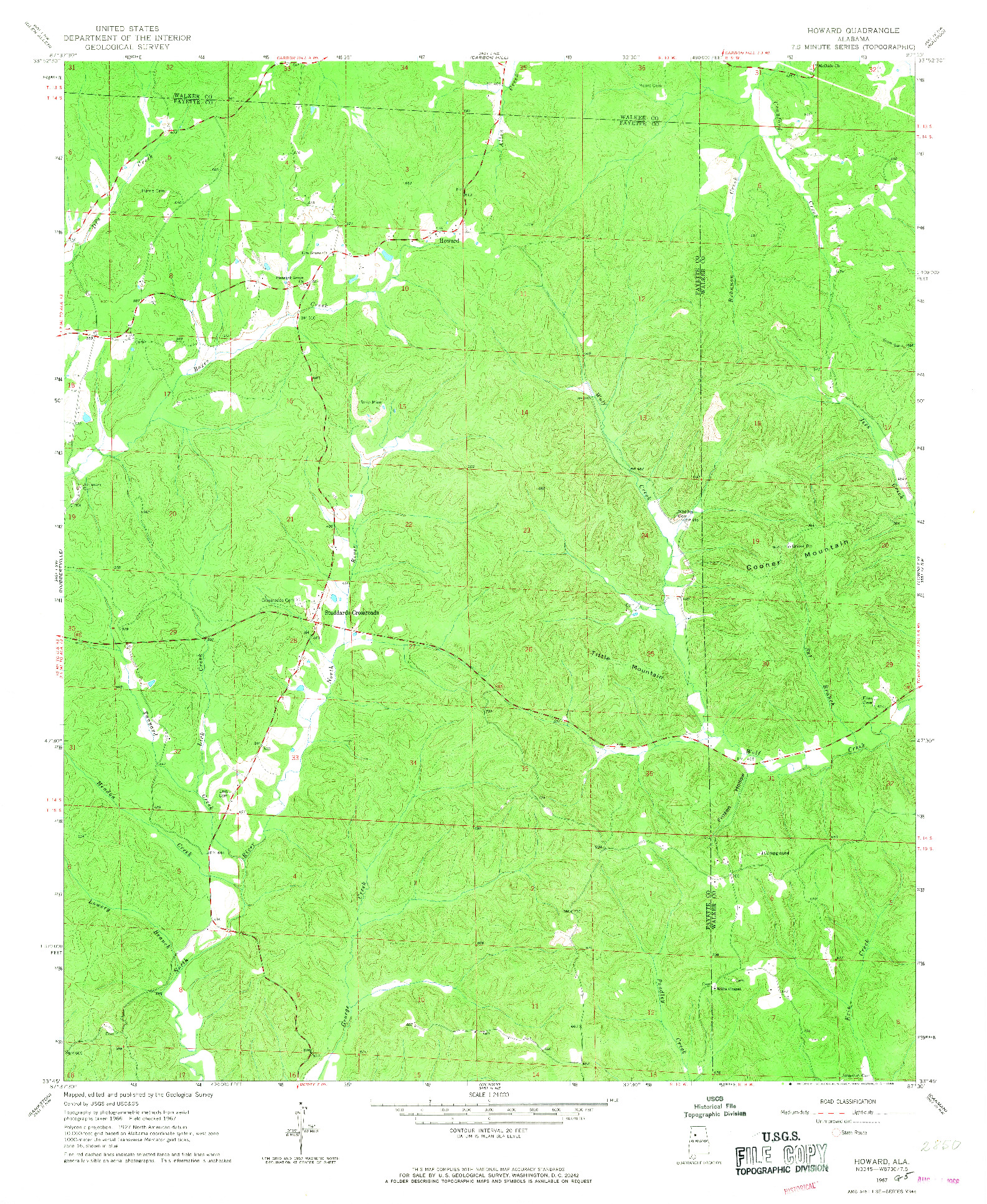 USGS 1:24000-SCALE QUADRANGLE FOR HOWARD, AL 1967