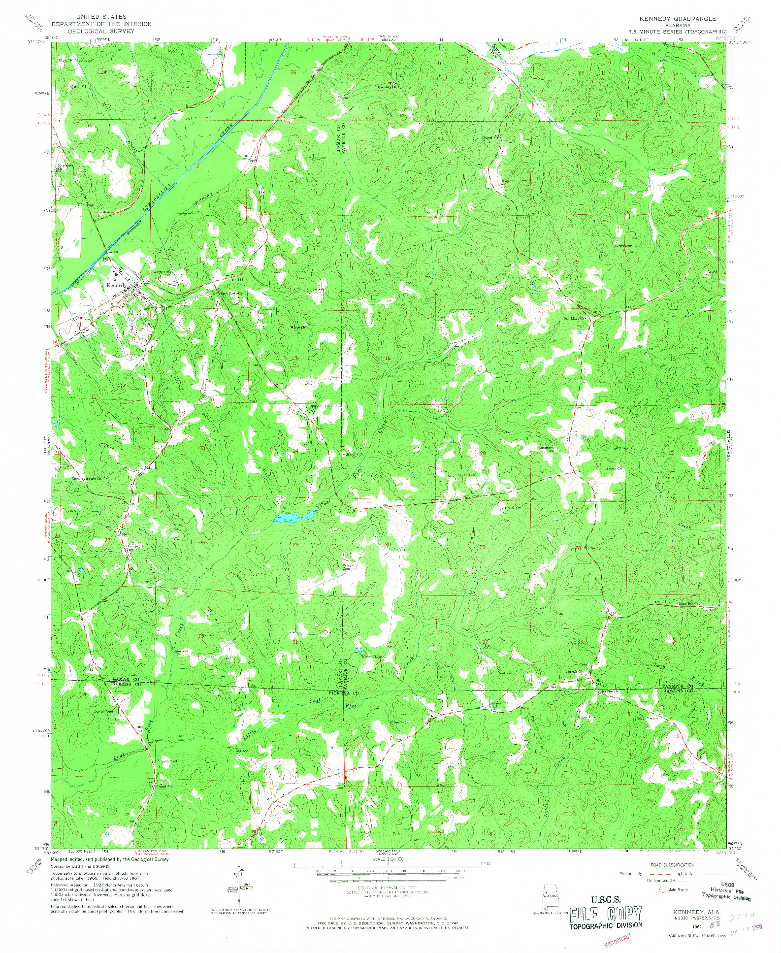 USGS 1:24000-SCALE QUADRANGLE FOR KENNEDY, AL 1967