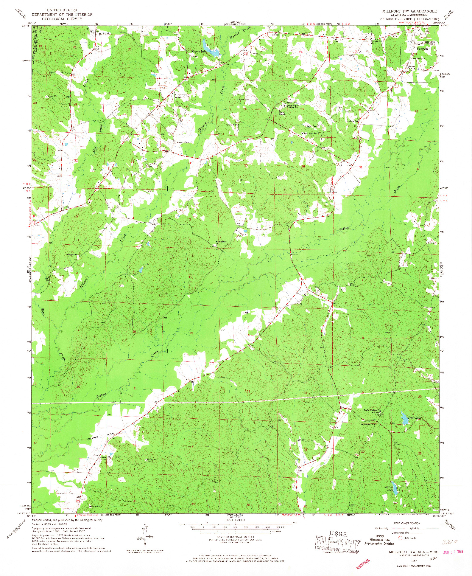 USGS 1:24000-SCALE QUADRANGLE FOR MILLPORT NW, AL 1967