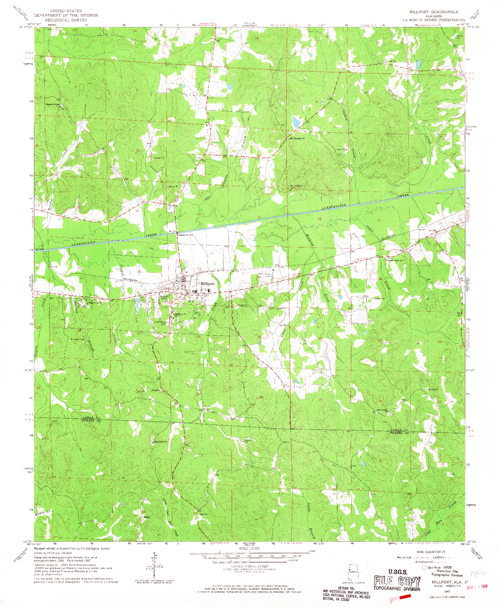 USGS 1:24000-SCALE QUADRANGLE FOR MILLPORT, AL 1967