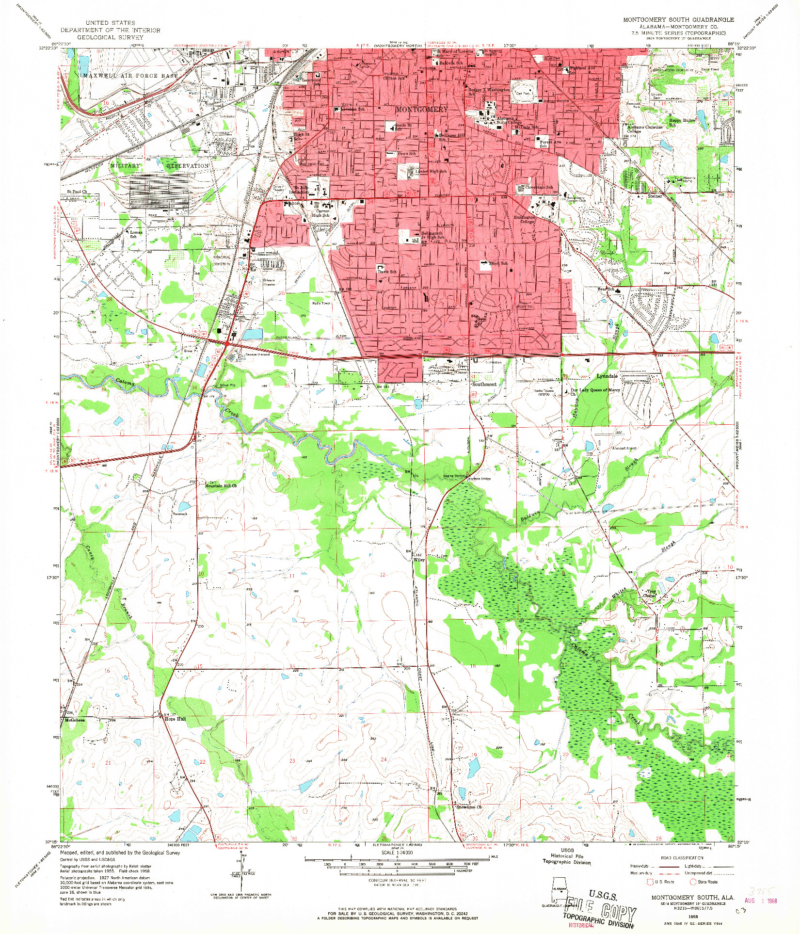 USGS 1:24000-SCALE QUADRANGLE FOR MONTGOMERY SOUTH, AL 1958