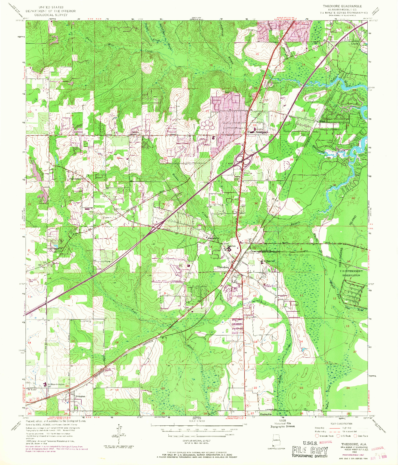 USGS 1:24000-SCALE QUADRANGLE FOR THEODORE, AL 1953