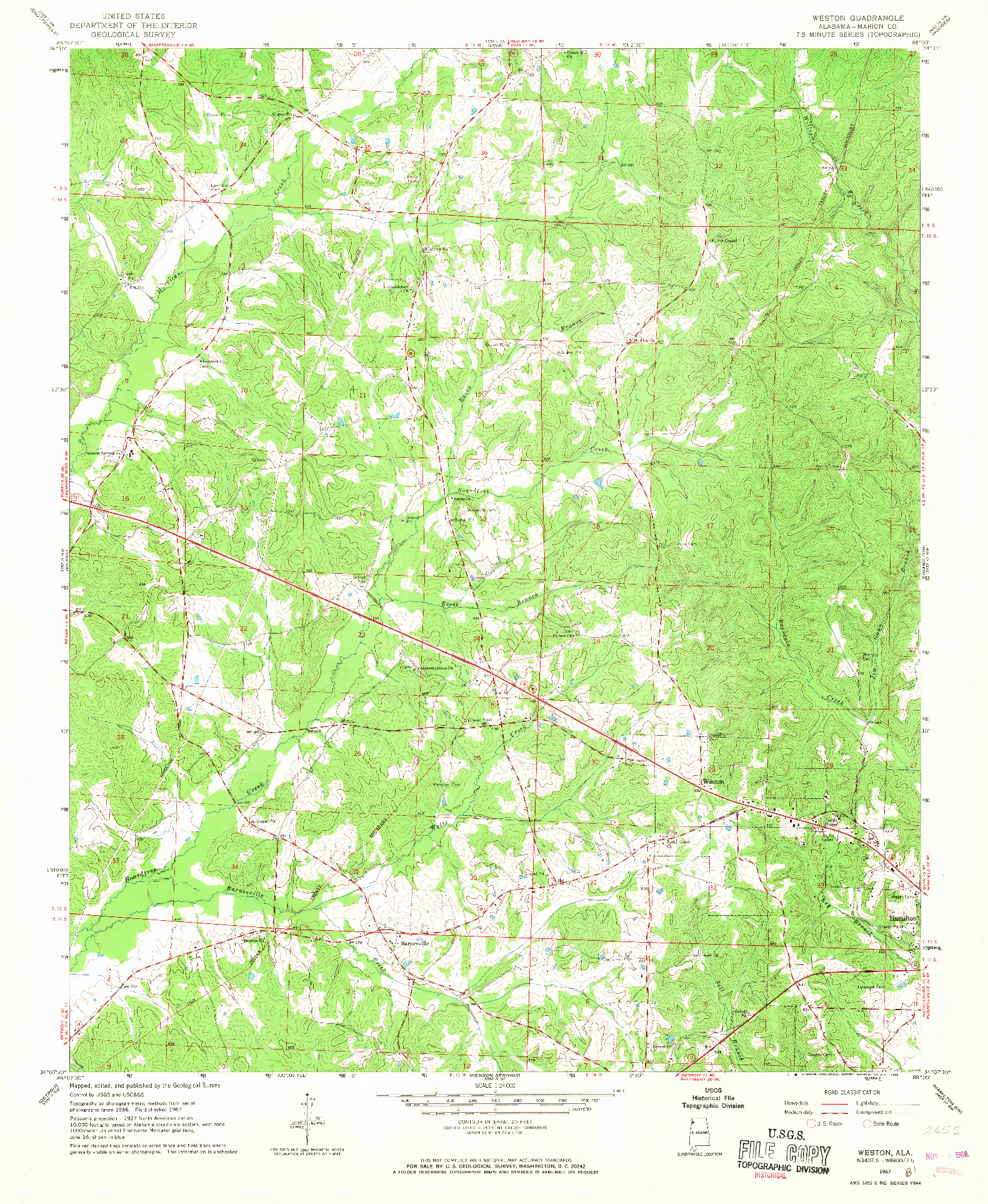 USGS 1:24000-SCALE QUADRANGLE FOR WESTON, AL 1967