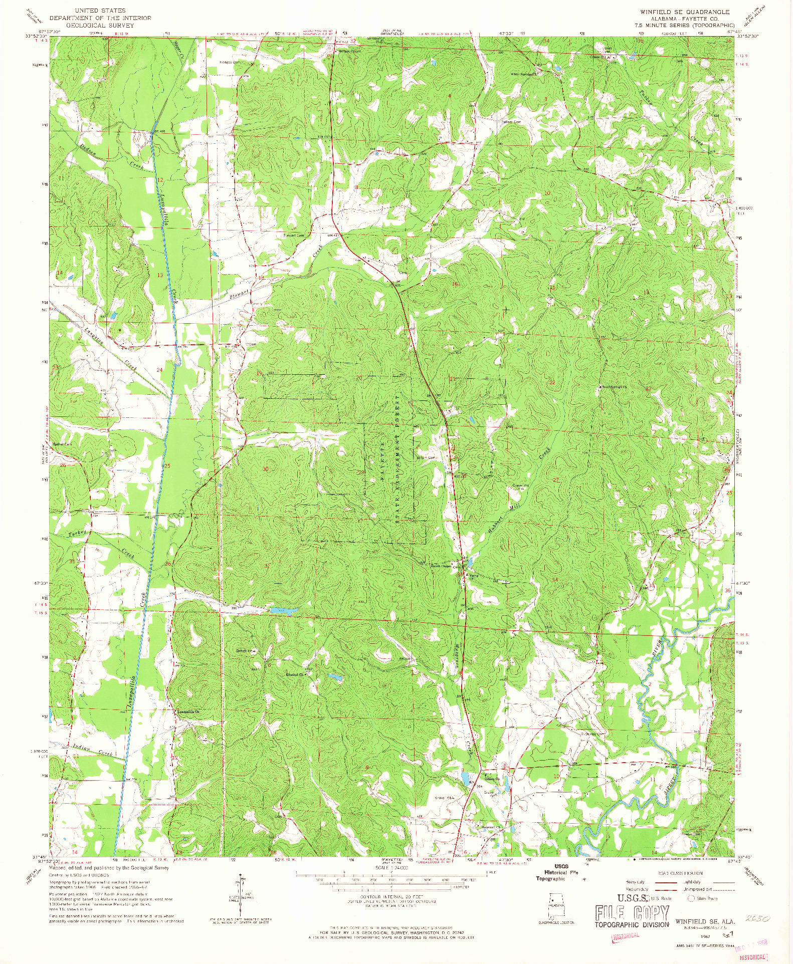 USGS 1:24000-SCALE QUADRANGLE FOR WINFIELD SE, AL 1967