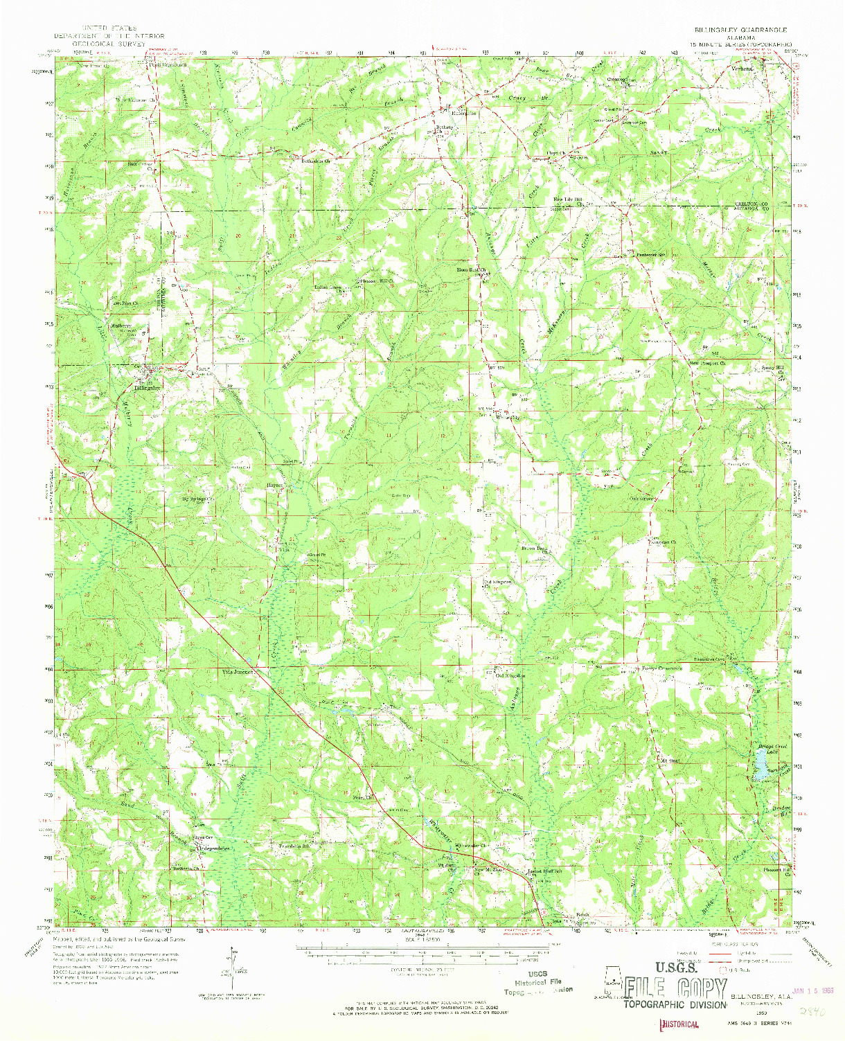 USGS 1:62500-SCALE QUADRANGLE FOR BILLINGSLEY, AL 1959