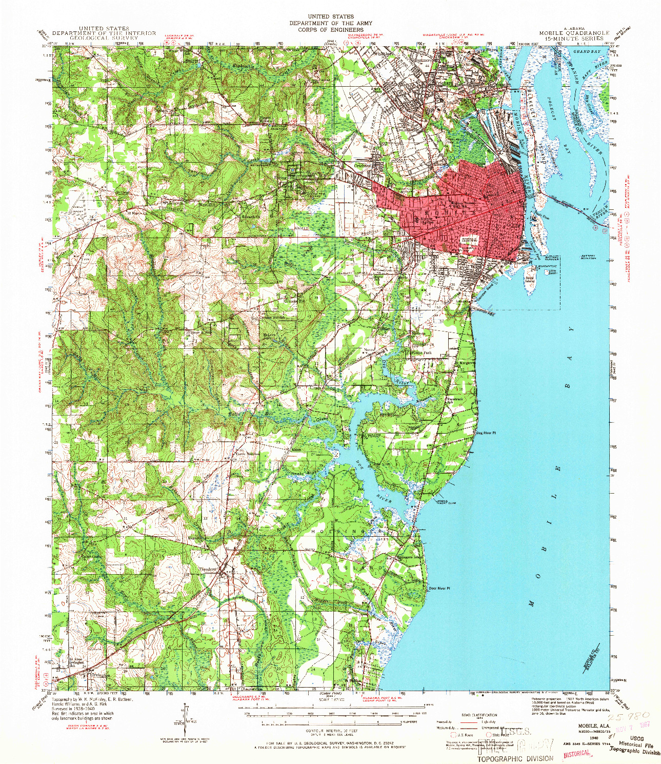 USGS 1:62500-SCALE QUADRANGLE FOR MOBILE, AL 1940