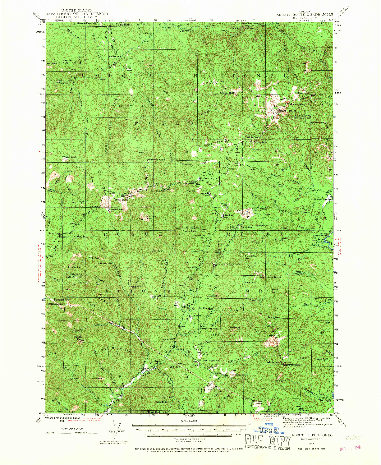 USGS 1:62500-SCALE QUADRANGLE FOR ABBOTT BUTTE, OR 1944