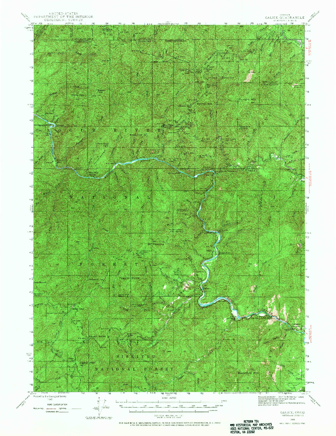 USGS 1:62500-SCALE QUADRANGLE FOR GALICE, OR 1946