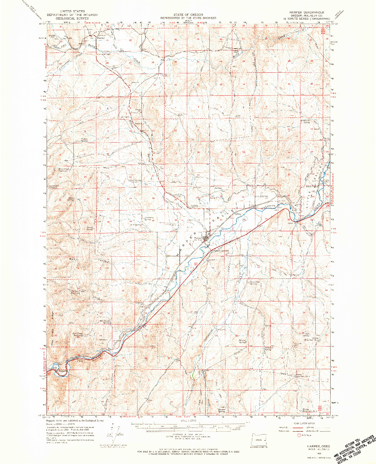 USGS 1:62500-SCALE QUADRANGLE FOR HARPER, OR 1966