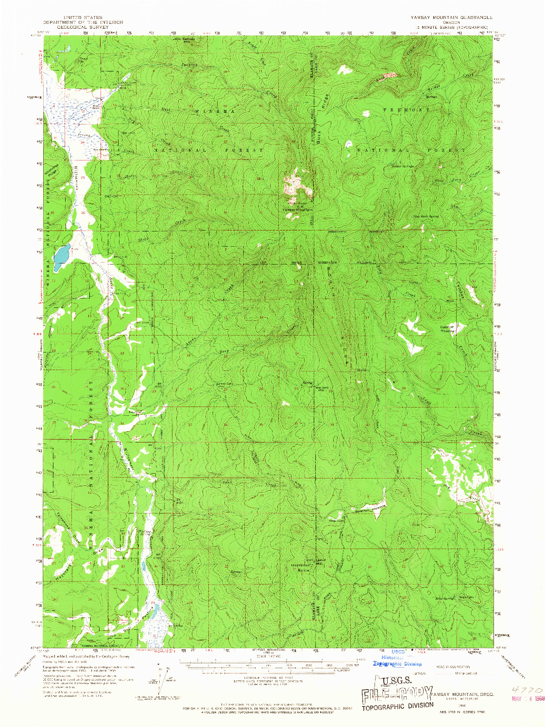 USGS 1:62500-SCALE QUADRANGLE FOR YAMSAY MOUNTAIN, OR 1960