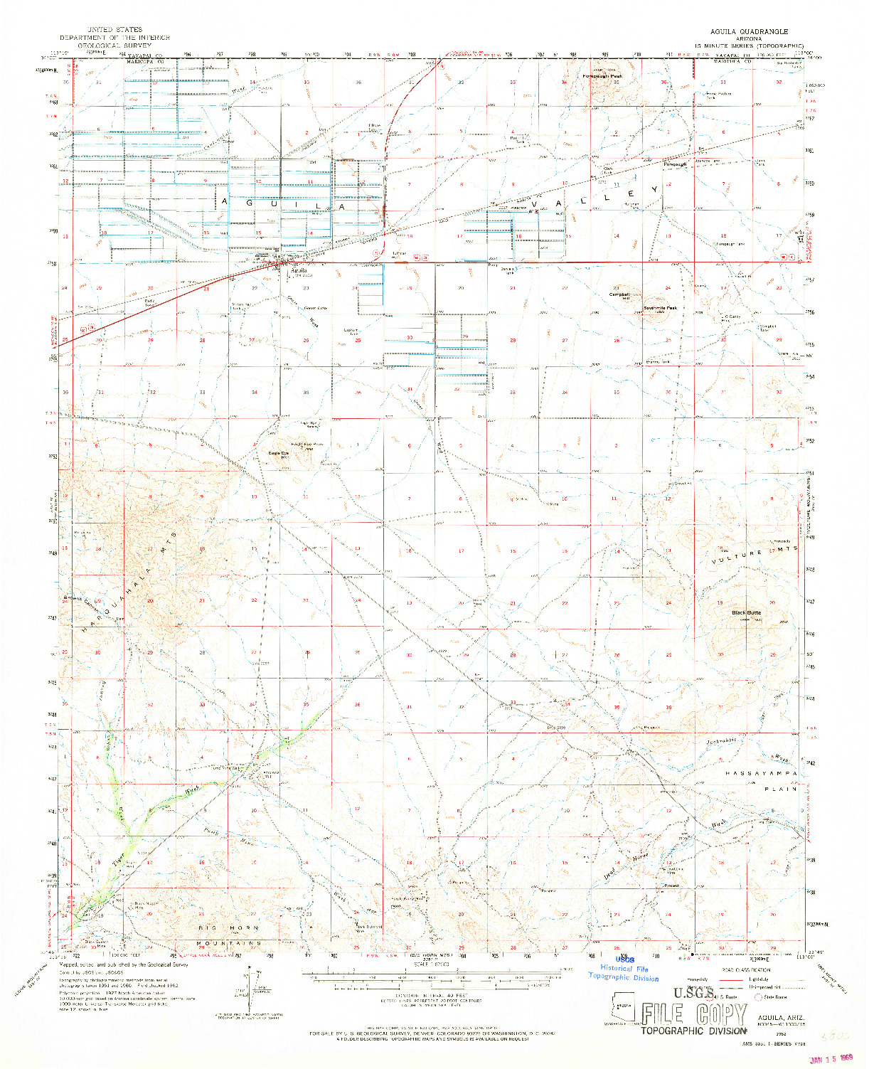 USGS 1:62500-SCALE QUADRANGLE FOR AGUILA, AZ 1962