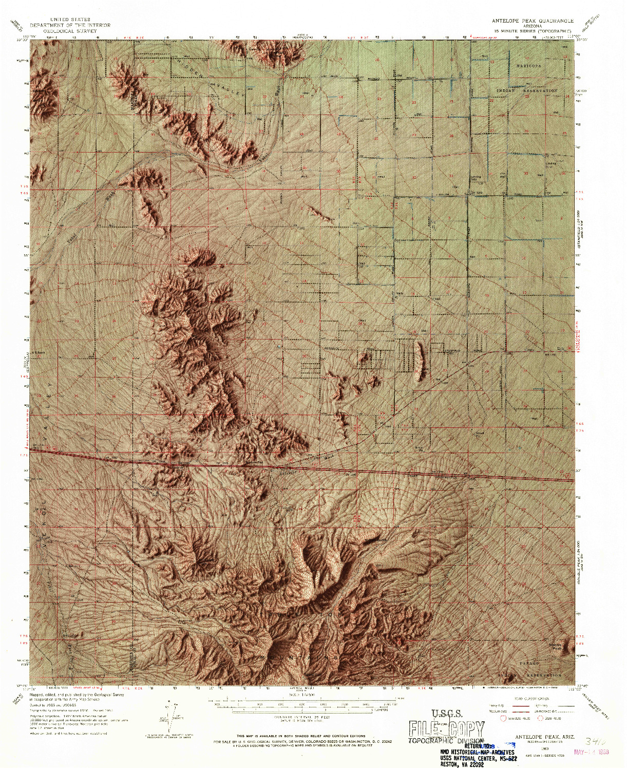USGS 1:62500-SCALE QUADRANGLE FOR ANTELOPE PEAK, AZ 1963
