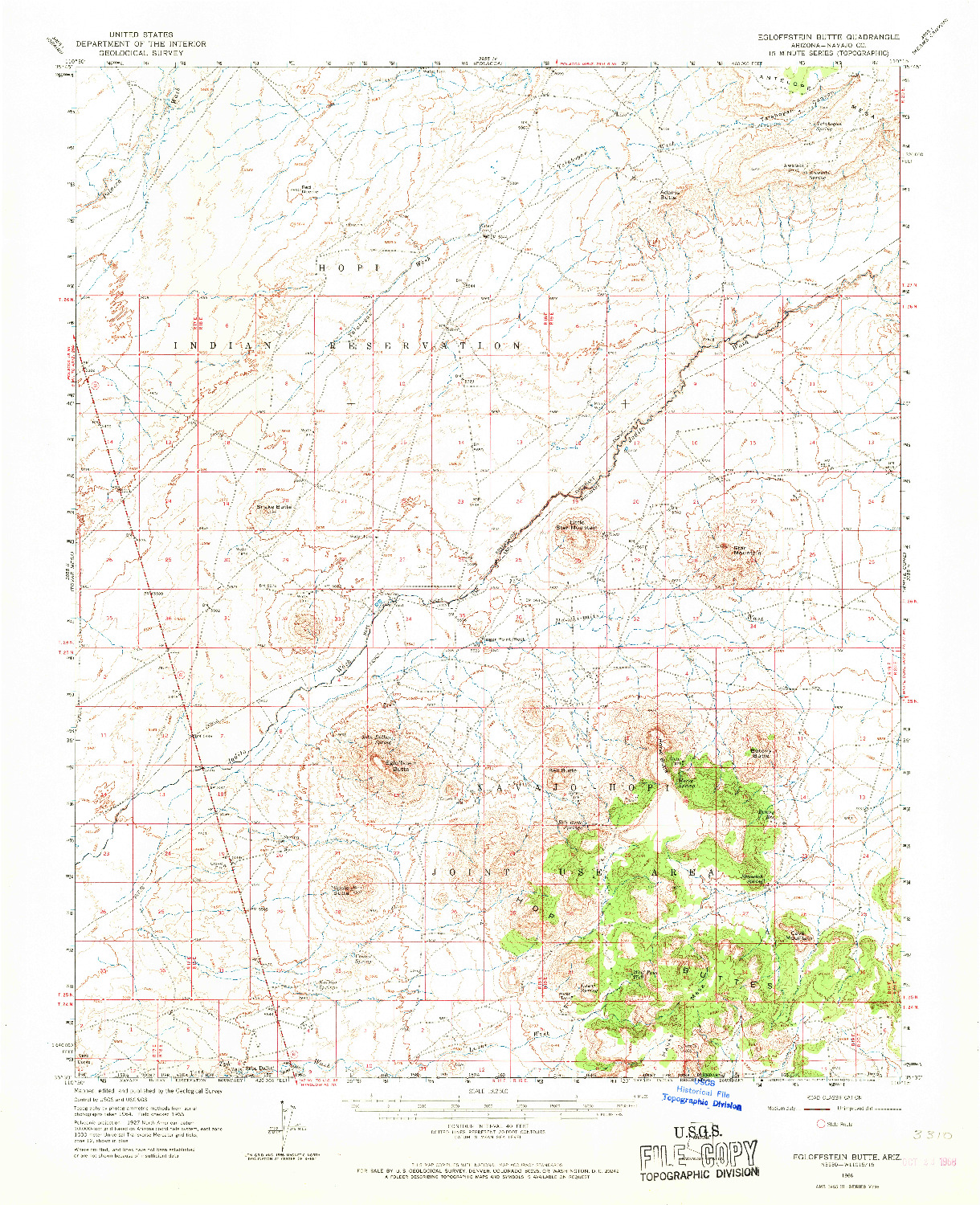 USGS 1:62500-SCALE QUADRANGLE FOR EGLOFFSTEIN BUTTE, AZ 1966