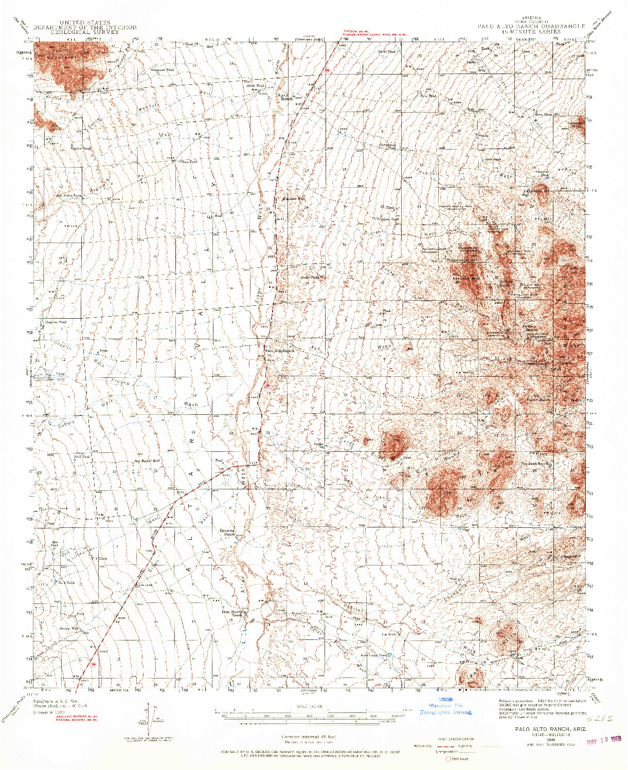 USGS 1:62500-SCALE QUADRANGLE FOR PALO ALTO RANCH, AZ 1940