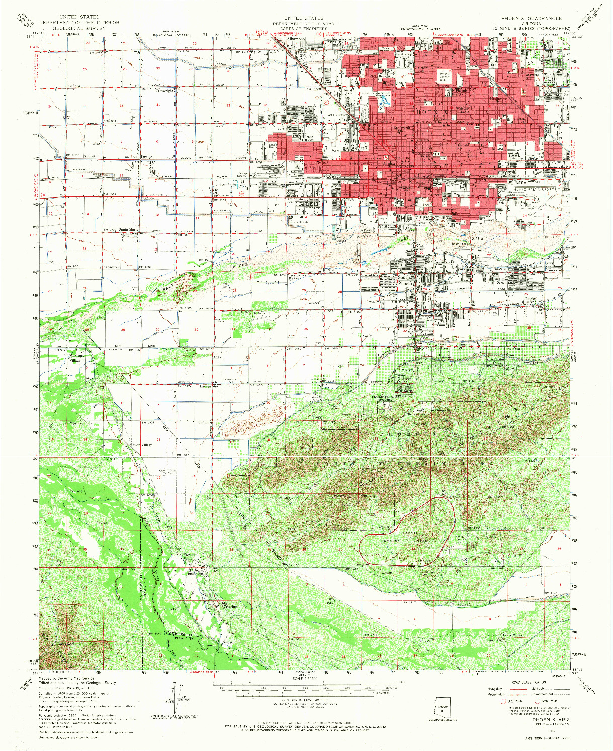 USGS 1:62500-SCALE QUADRANGLE FOR PHOENIX, AZ 1952