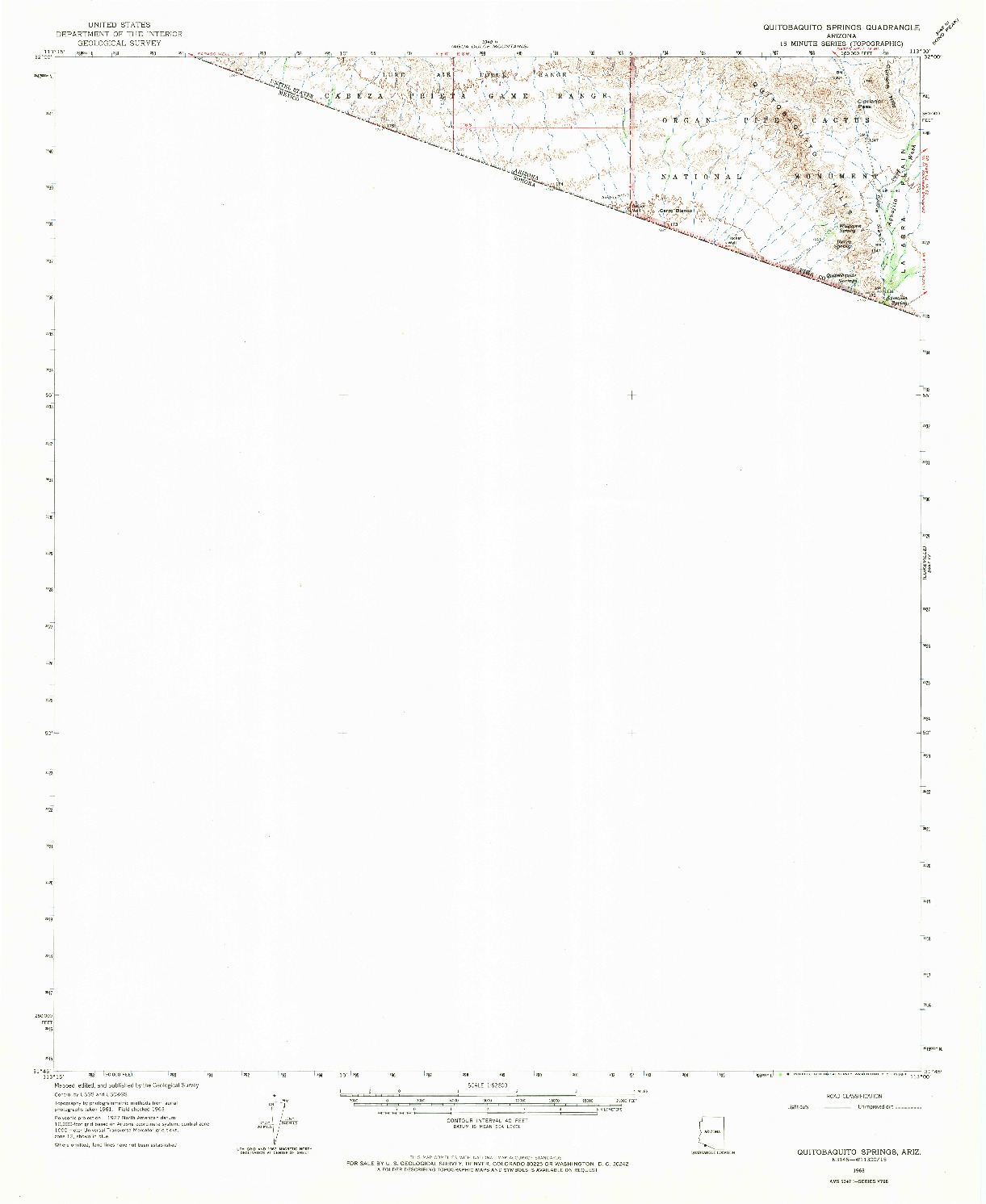USGS 1:62500-SCALE QUADRANGLE FOR QUITOBAQUITO SPRINGS, AZ 1963