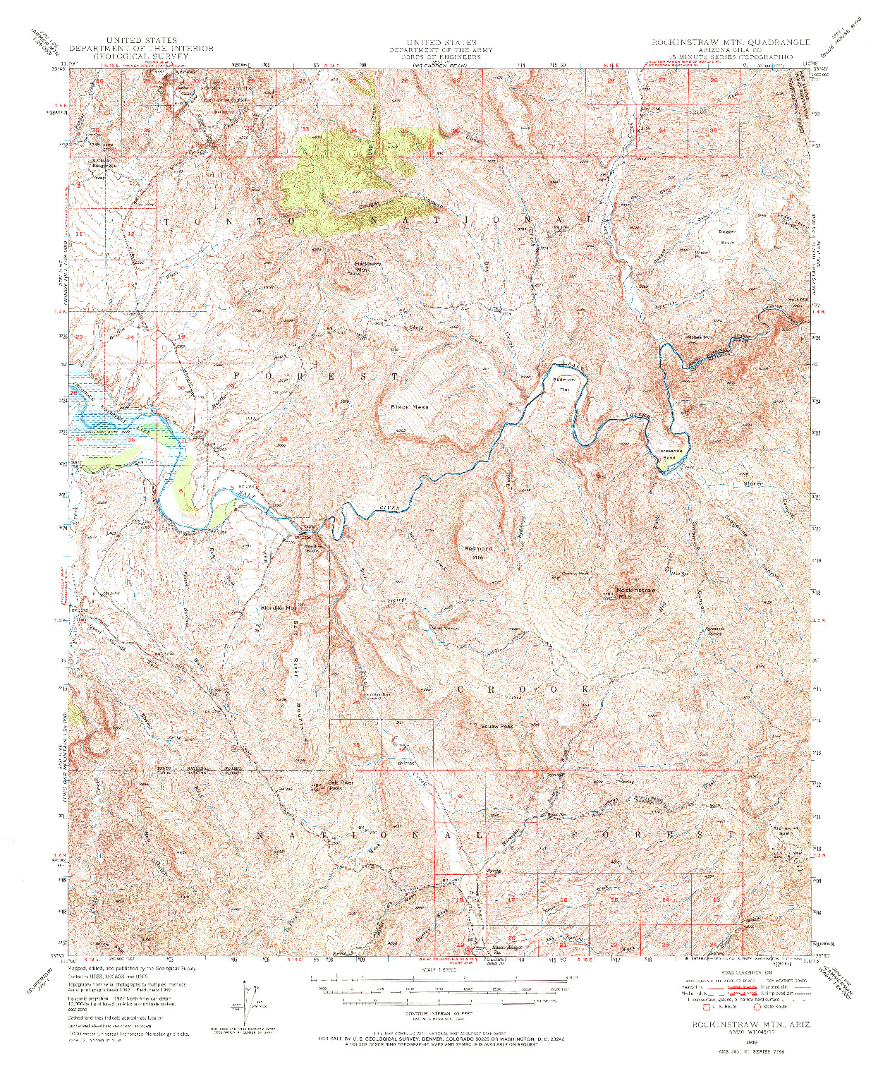 USGS 1:62500-SCALE QUADRANGLE FOR ROCKINSTRAW MTN, AZ 1949