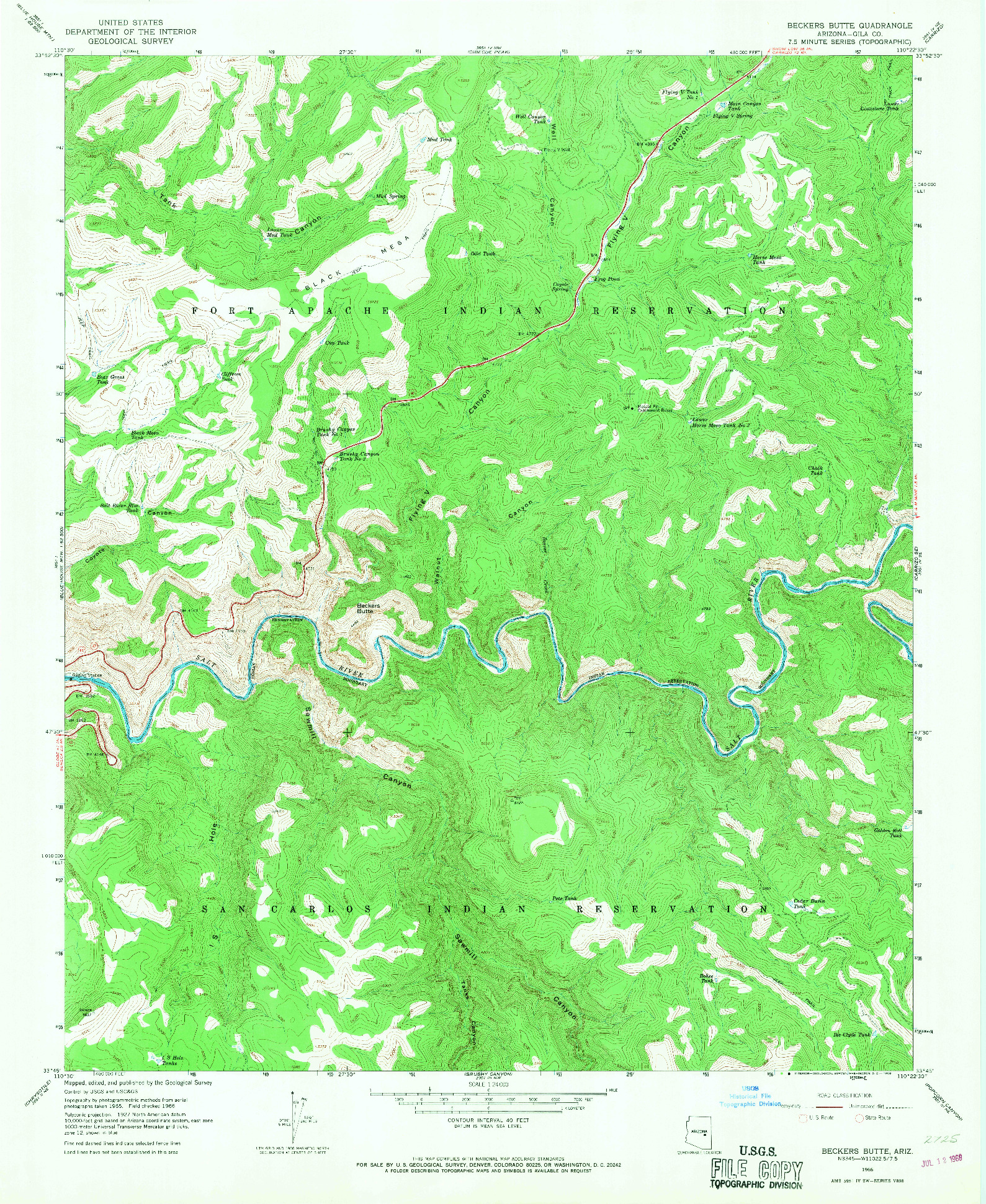 USGS 1:24000-SCALE QUADRANGLE FOR BECKERS BUTTE, AZ 1966