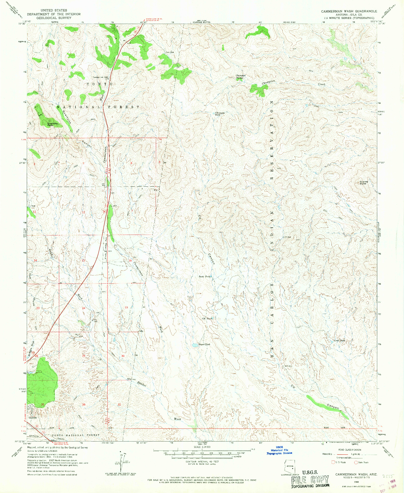 USGS 1:24000-SCALE QUADRANGLE FOR CAMMERMAN WASH, AZ 1966