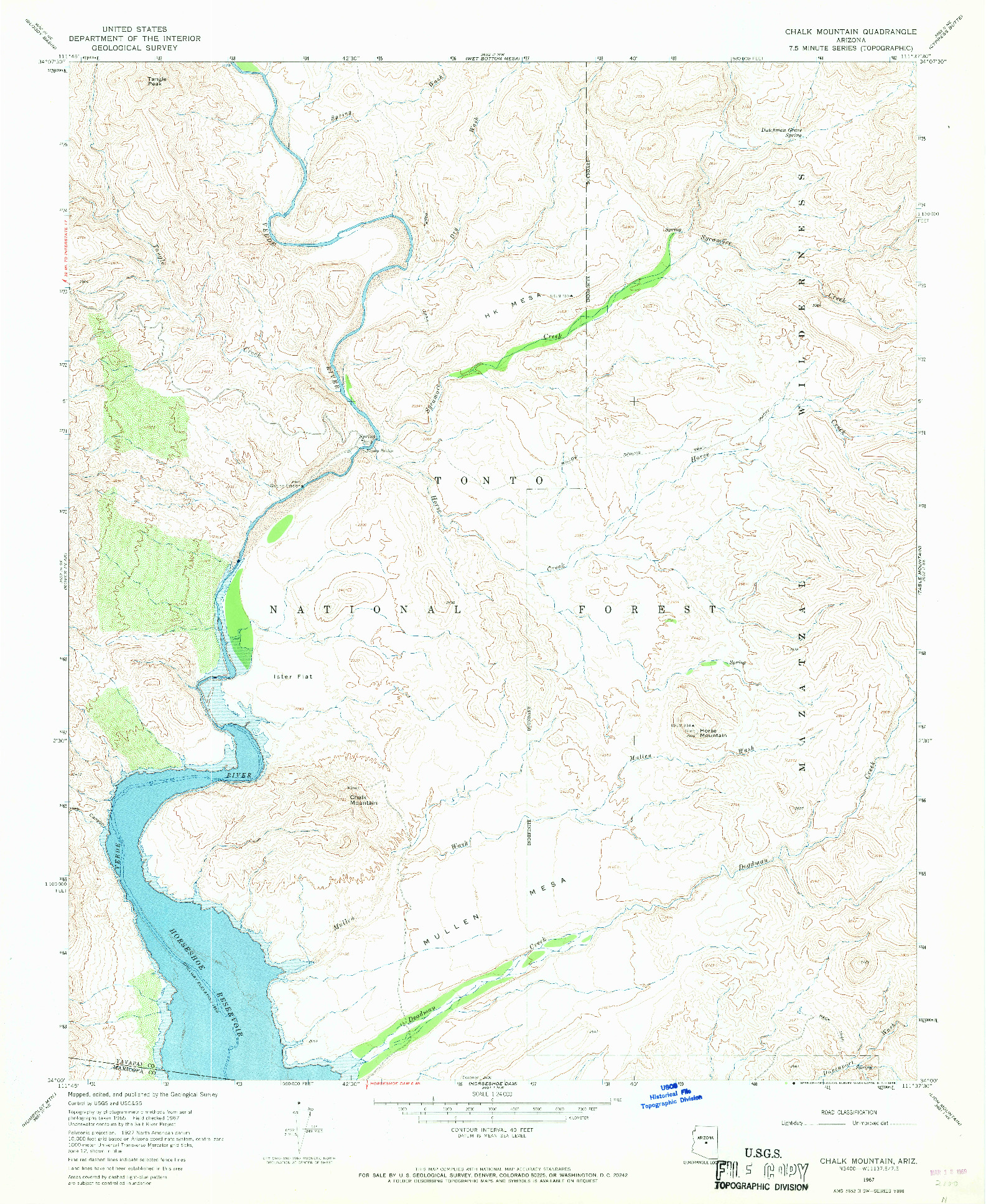 USGS 1:24000-SCALE QUADRANGLE FOR CHALK MOUNTAIN, AZ 1967