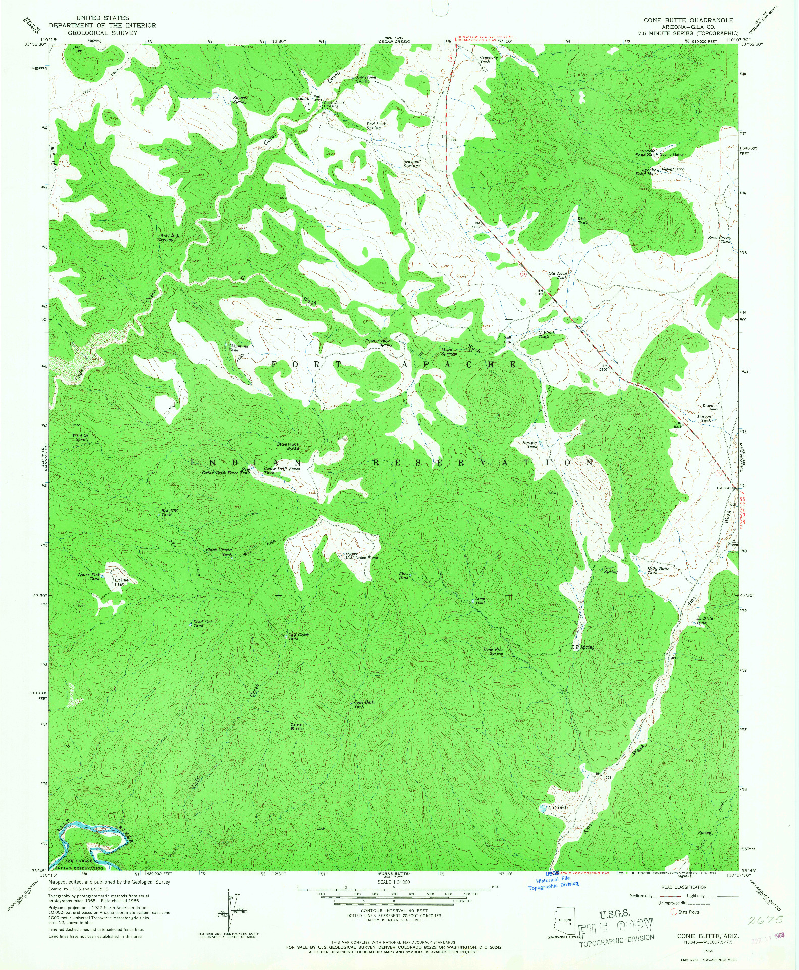 USGS 1:24000-SCALE QUADRANGLE FOR CONE BUTTE, AZ 1966