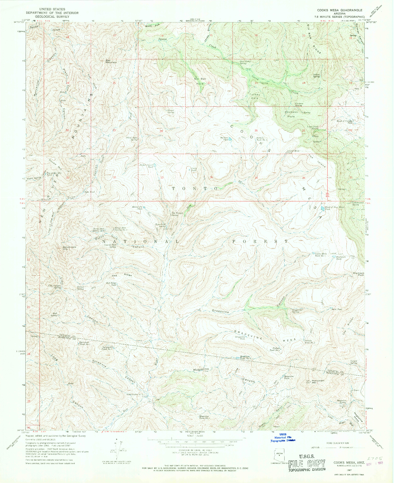 USGS 1:24000-SCALE QUADRANGLE FOR COOKS MESA, AZ 1967