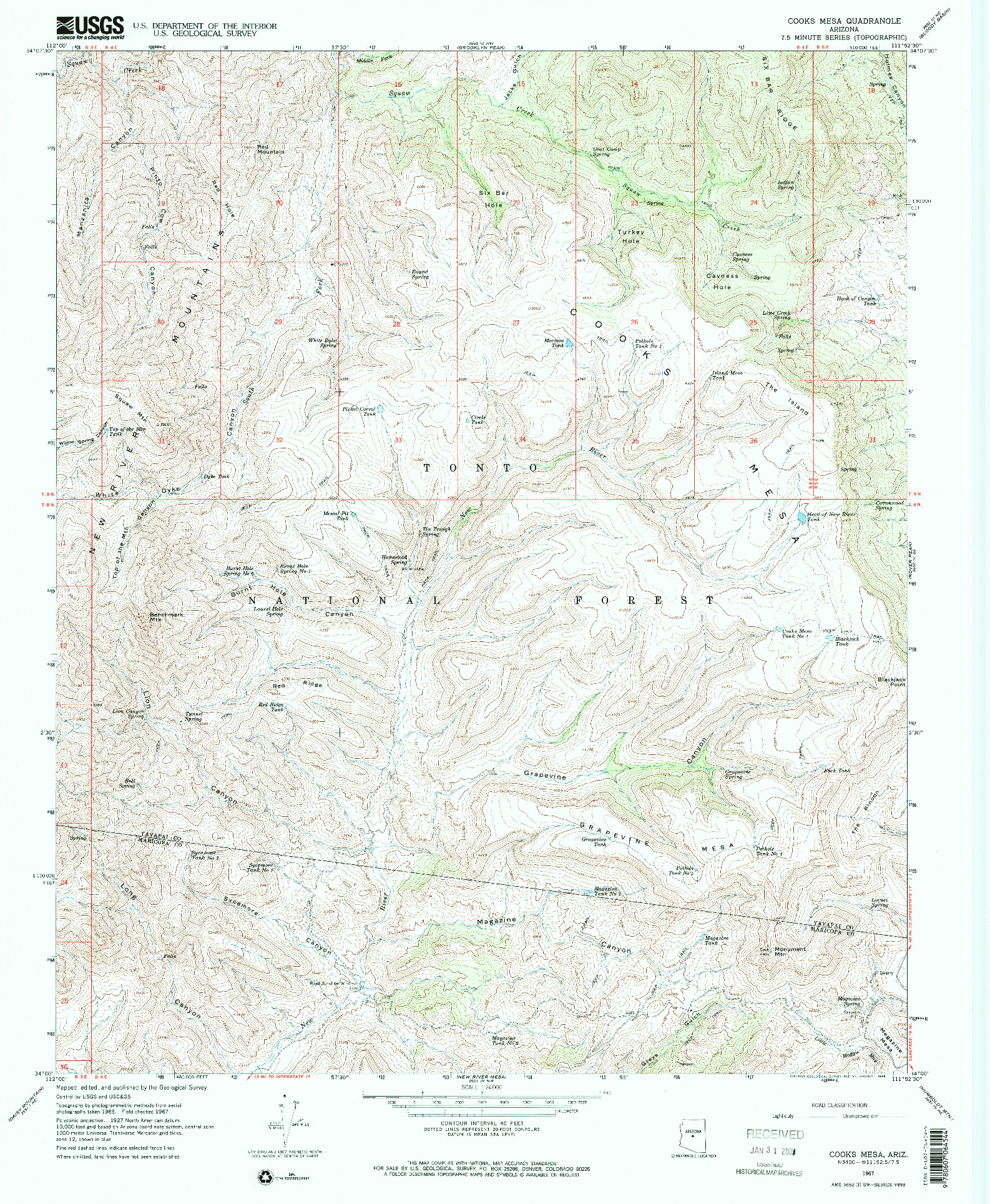 USGS 1:24000-SCALE QUADRANGLE FOR COOKS MESA, AZ 1967