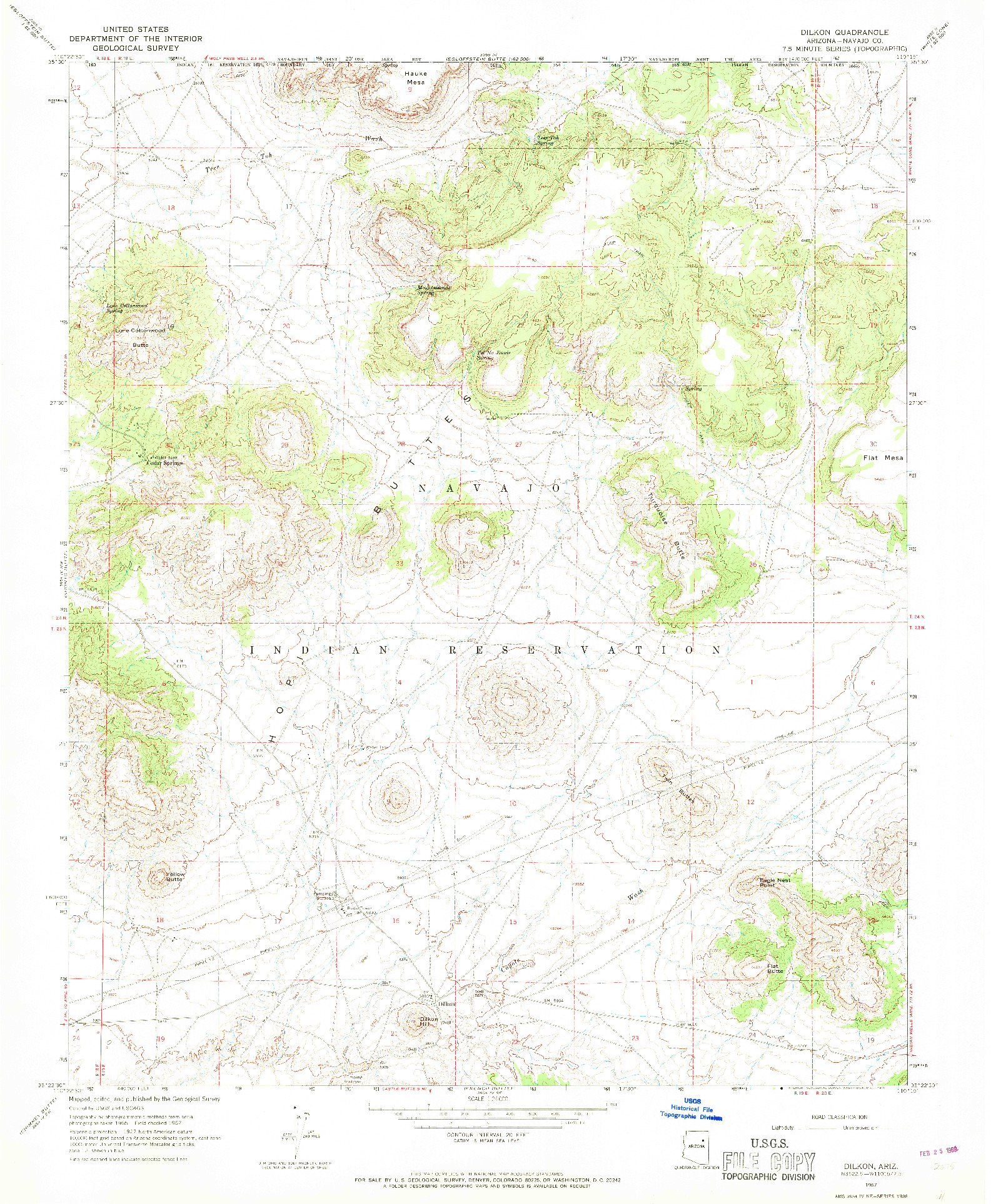 USGS 1:24000-SCALE QUADRANGLE FOR DILKON, AZ 1967
