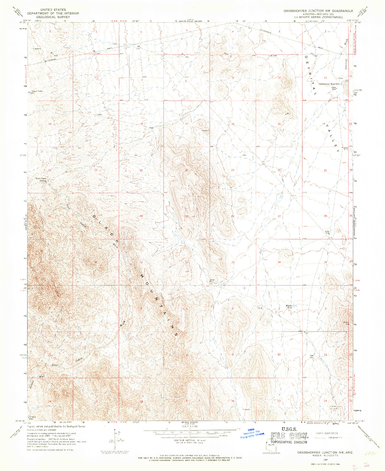 USGS 1:24000-SCALE QUADRANGLE FOR GRASSHOPPER JUNCTION NW, AZ 1967