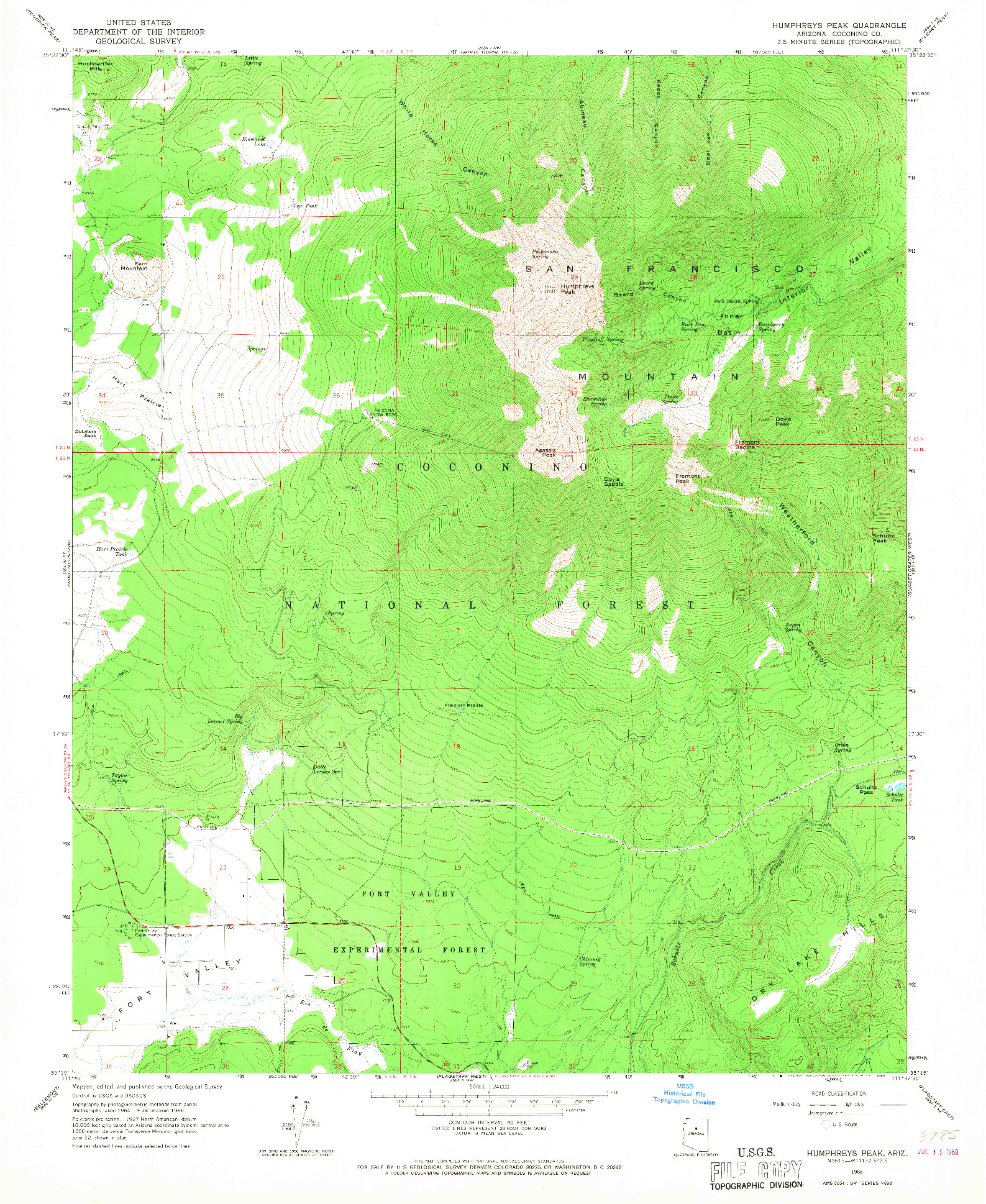 USGS 1:24000-SCALE QUADRANGLE FOR HUMPHREYS PEAK, AZ 1966