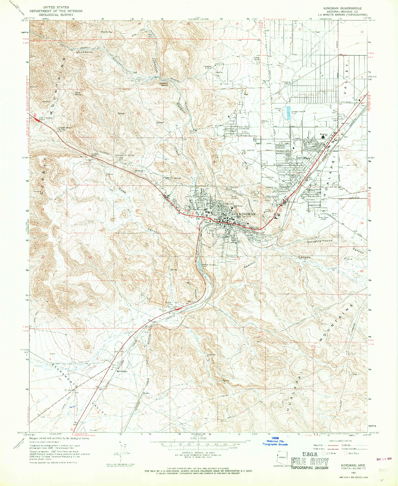 USGS 1:24000-SCALE QUADRANGLE FOR KINGMAN, AZ 1967