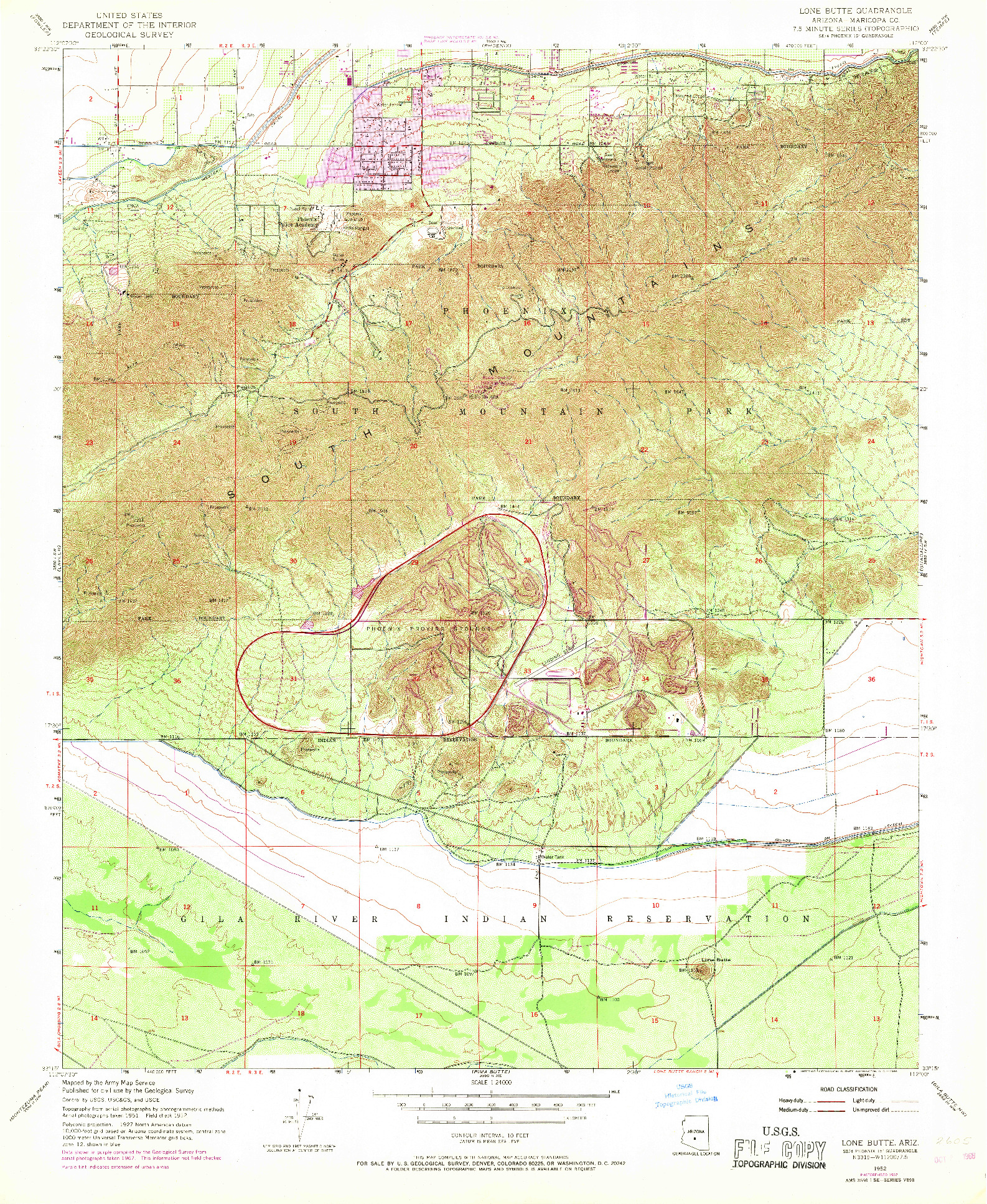 USGS 1:24000-SCALE QUADRANGLE FOR LONE BUTTE, AZ 1952