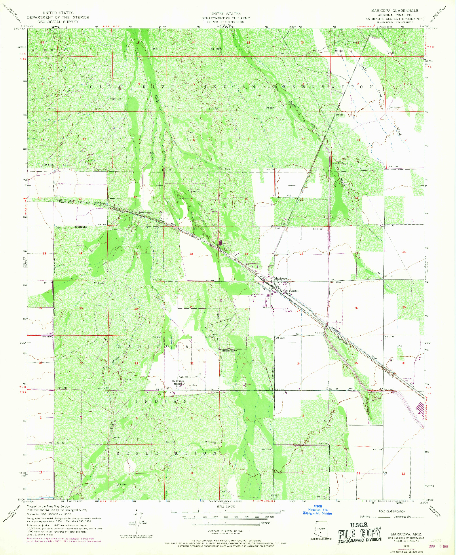 USGS 1:24000-SCALE QUADRANGLE FOR MARICOPA, AZ 1952