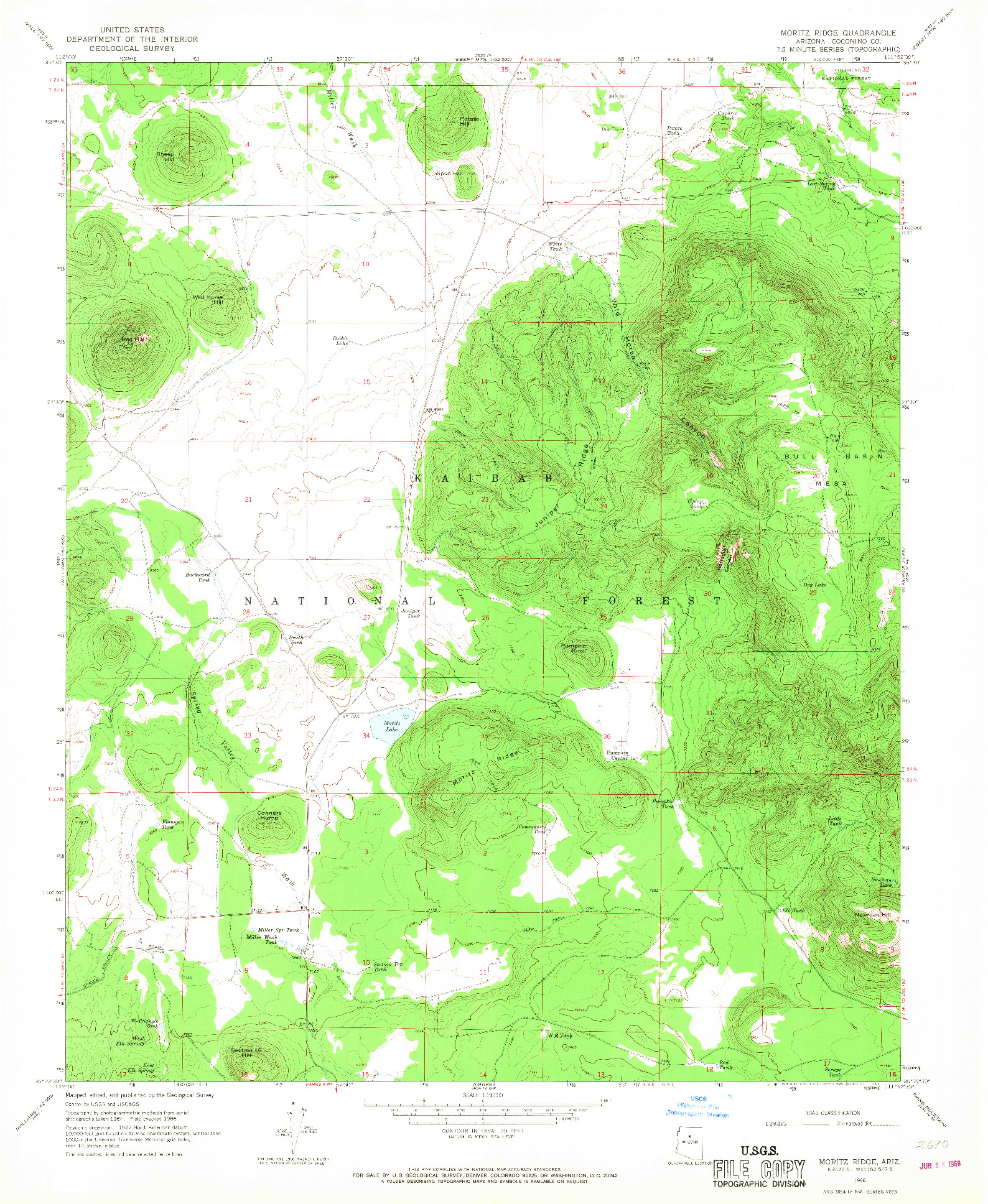 USGS 1:24000-SCALE QUADRANGLE FOR MORITZ RIDGE, AZ 1966