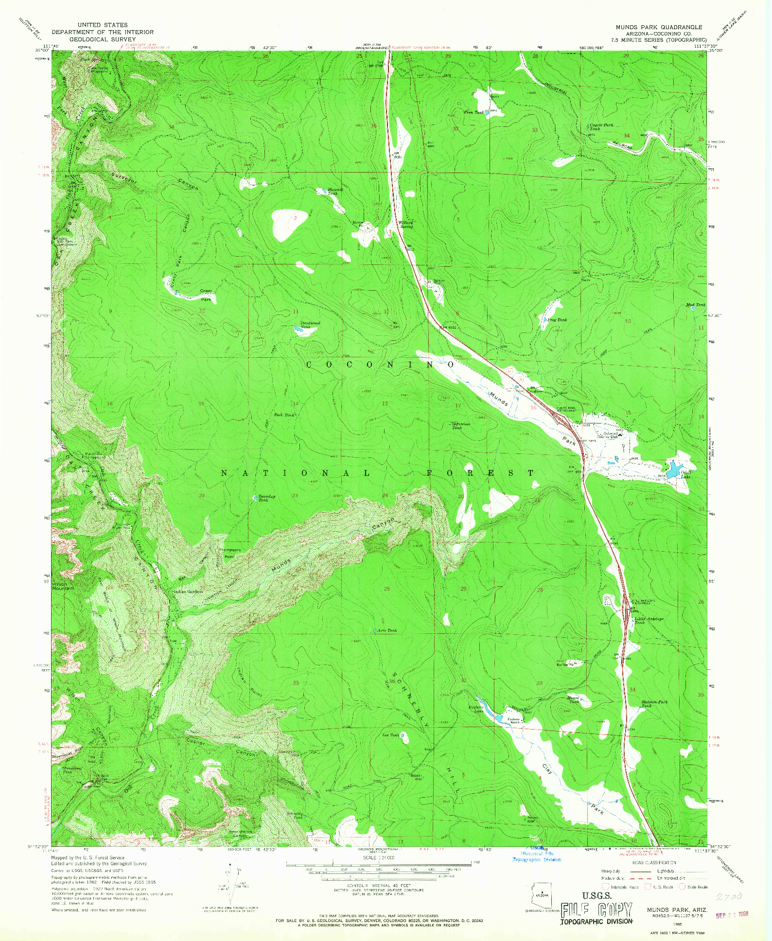 USGS 1:24000-SCALE QUADRANGLE FOR MUNDS PARK, AZ 1965