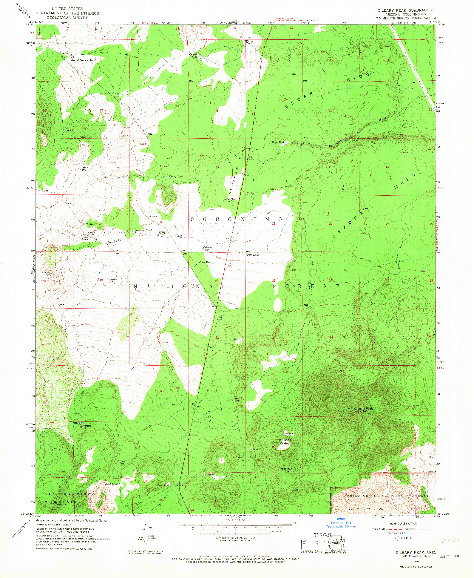 USGS 1:24000-SCALE QUADRANGLE FOR O'LEARY PEAK, AZ 1966