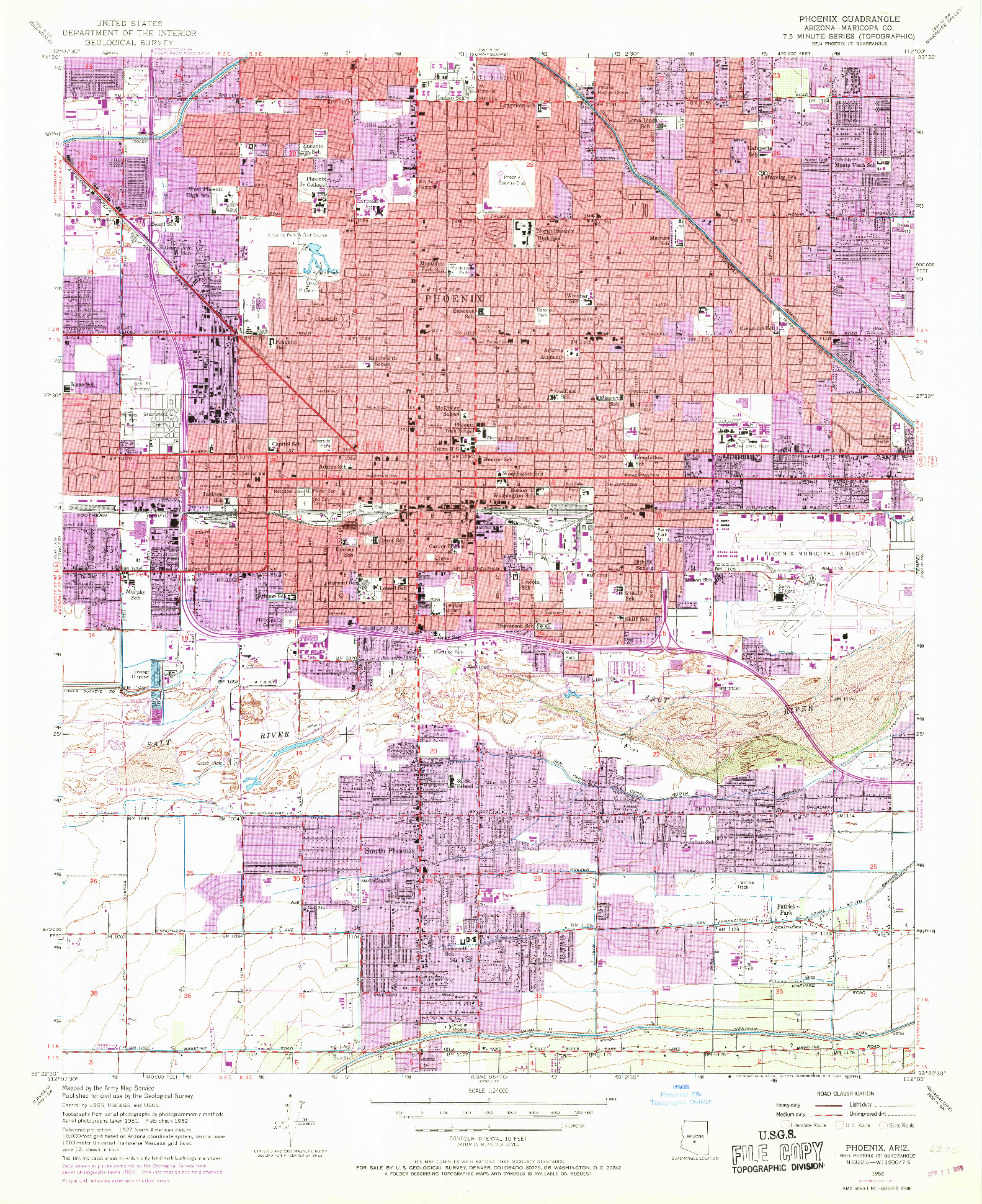 USGS 1:24000-SCALE QUADRANGLE FOR PHOENIX, AZ 1952