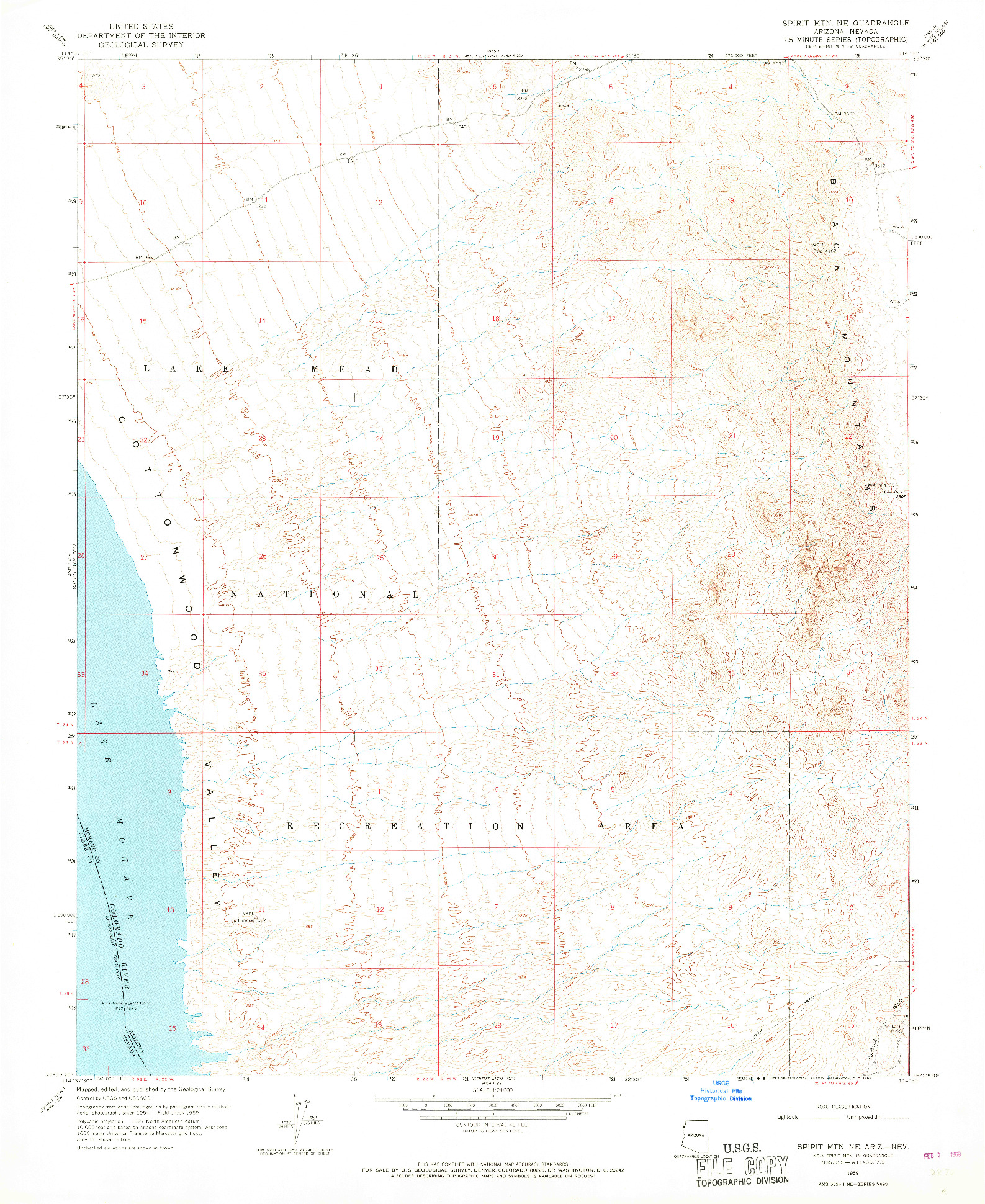 USGS 1:24000-SCALE QUADRANGLE FOR SPIRIT MTN. NE, AZ 1959