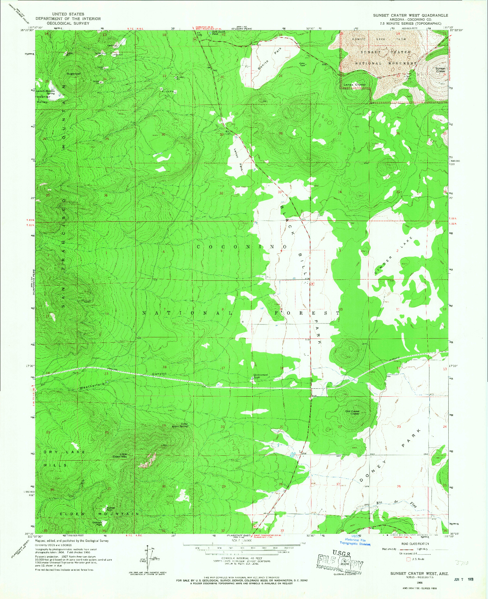 USGS 1:24000-SCALE QUADRANGLE FOR SUNSET CRATER WEST, AZ 1966