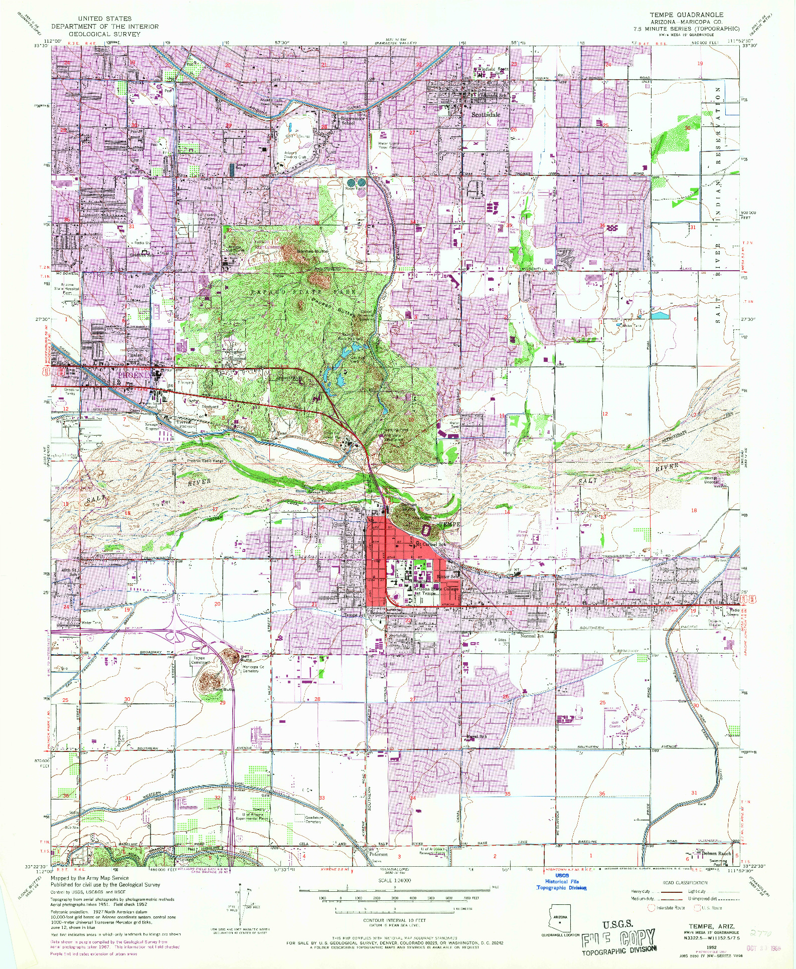 USGS 1:24000-SCALE QUADRANGLE FOR TEMPE, AZ 1958
