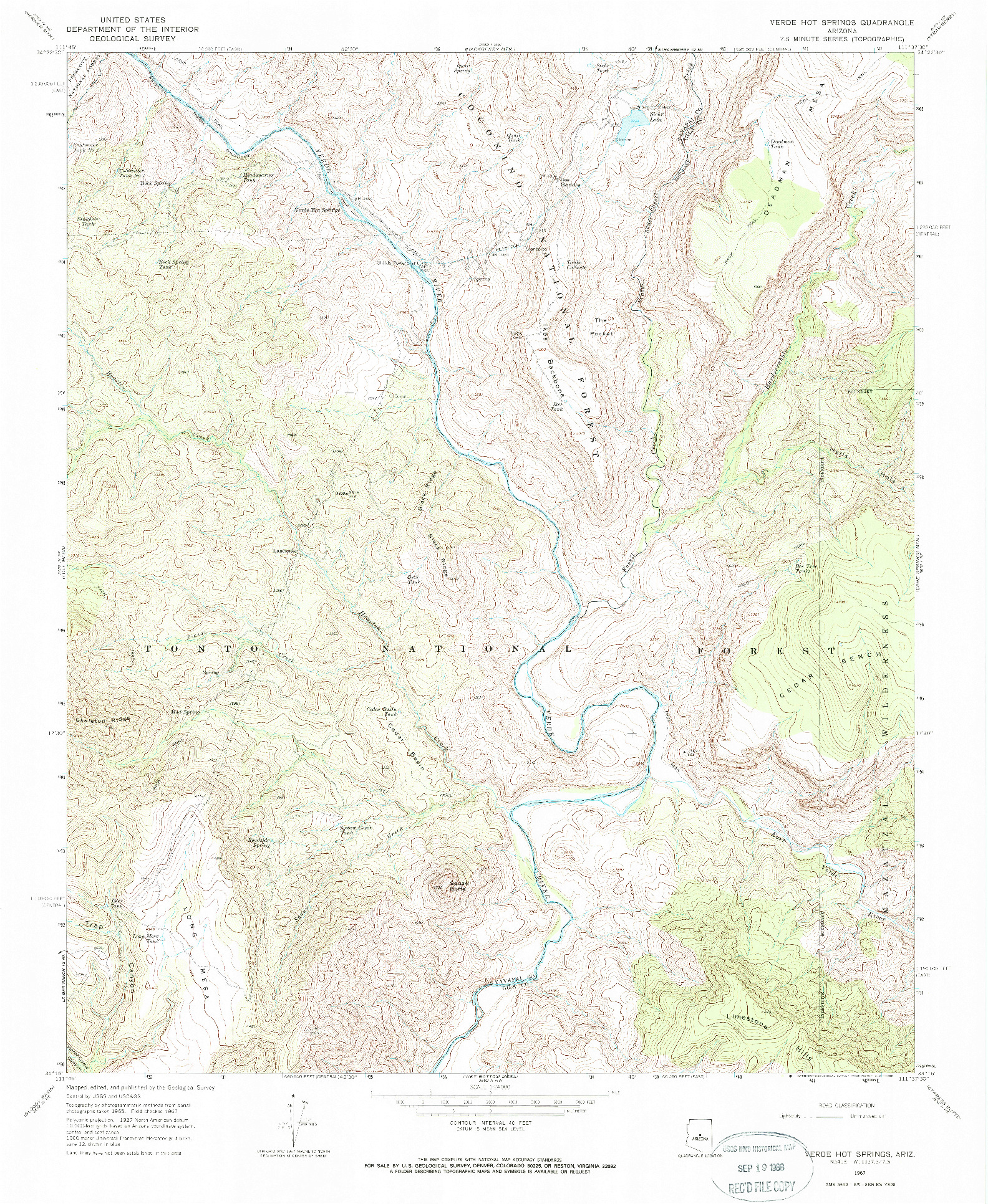 USGS 1:24000-SCALE QUADRANGLE FOR VERDE HOT SPRINGS, AZ 1967