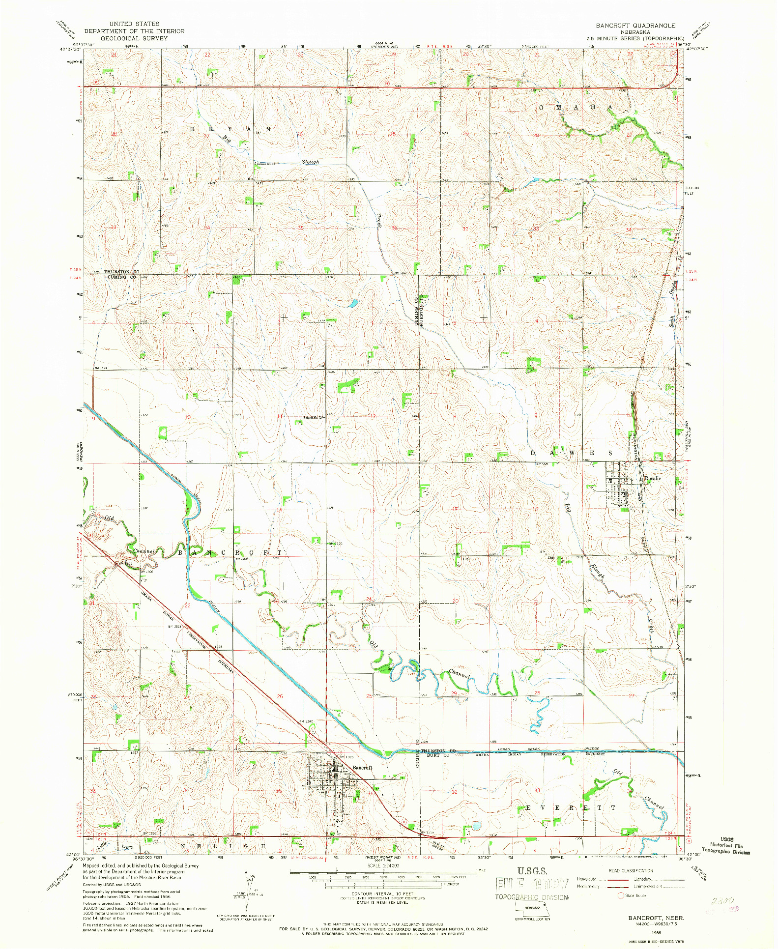 USGS 1:24000-SCALE QUADRANGLE FOR BANCROFT, NE 1966