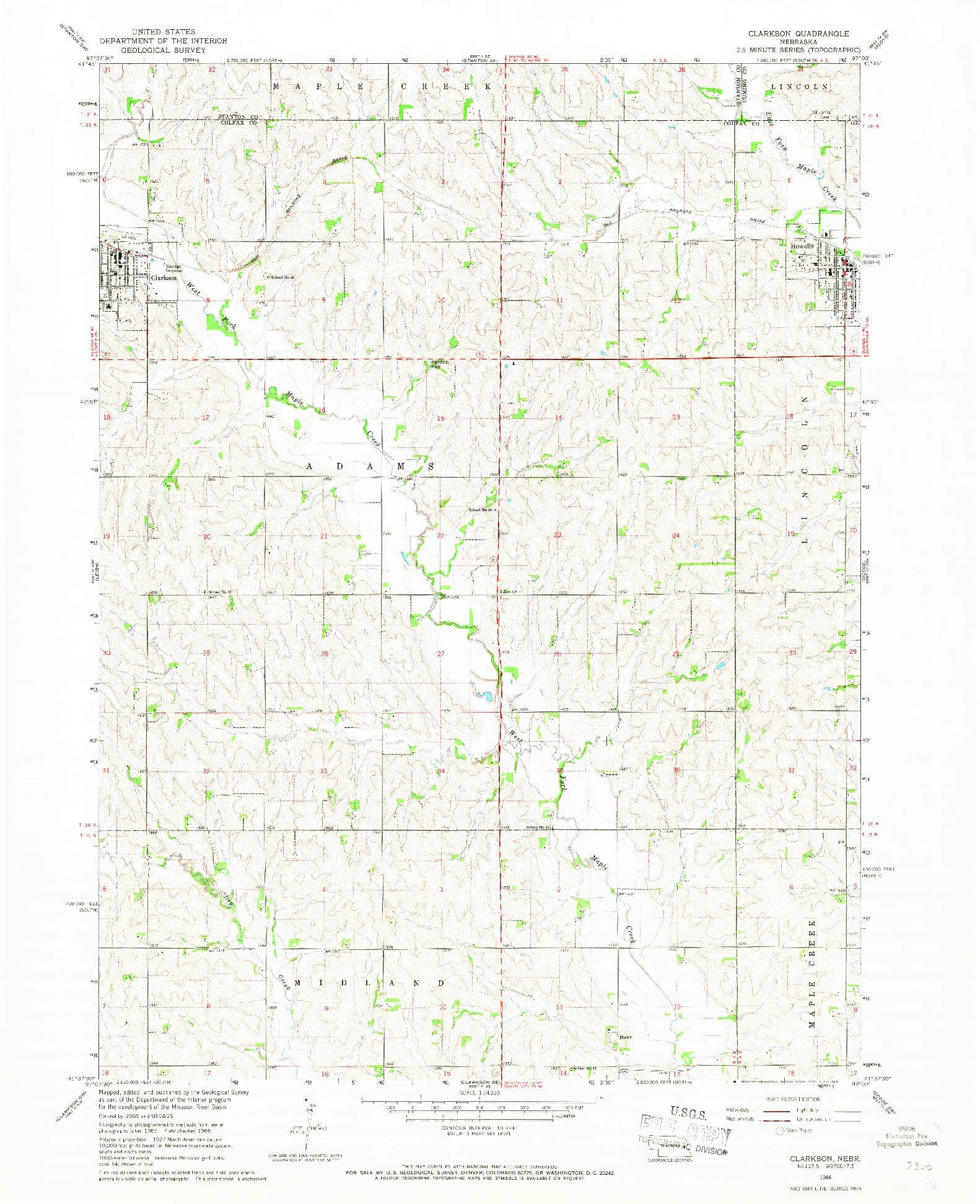 USGS 1:24000-SCALE QUADRANGLE FOR CLARKSON, NE 1966