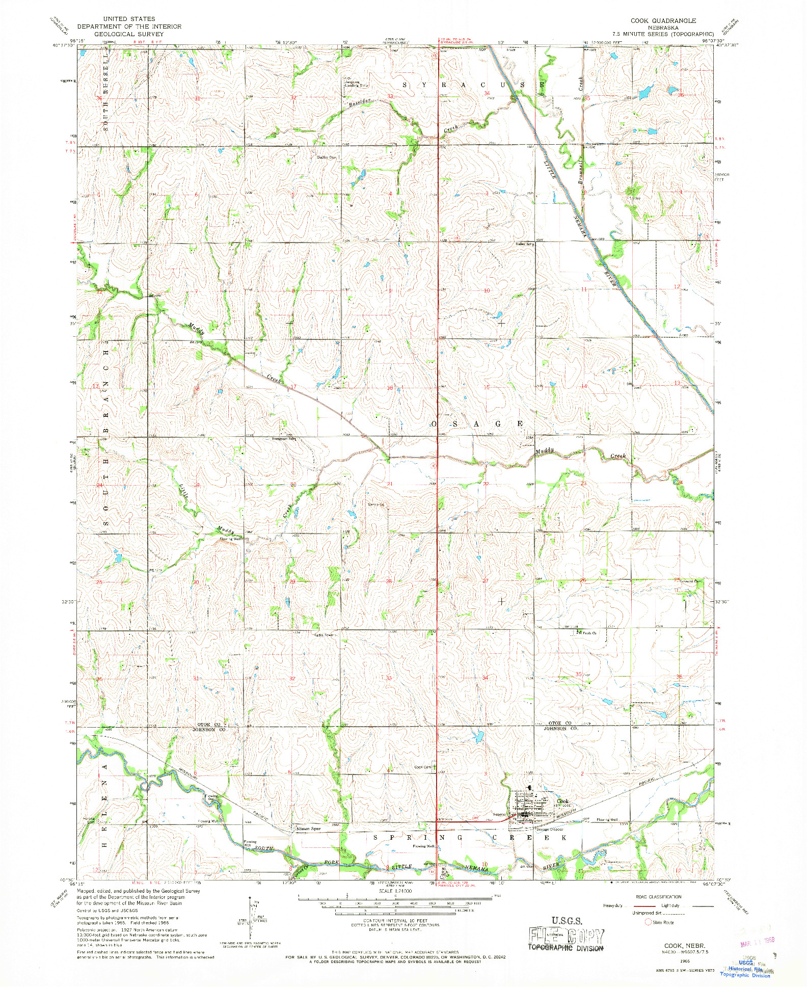 USGS 1:24000-SCALE QUADRANGLE FOR COOK, NE 1966